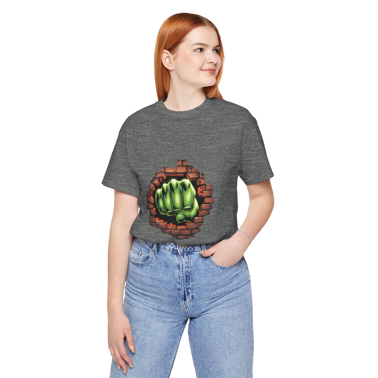 Green Hero Fist Graphic Tee – Superhero Shirt, Comic Pop Art, Gamer Gift, Y2K Dopamine Aesthetic, Funny Nerd Fashion, Unisex T‑shirt