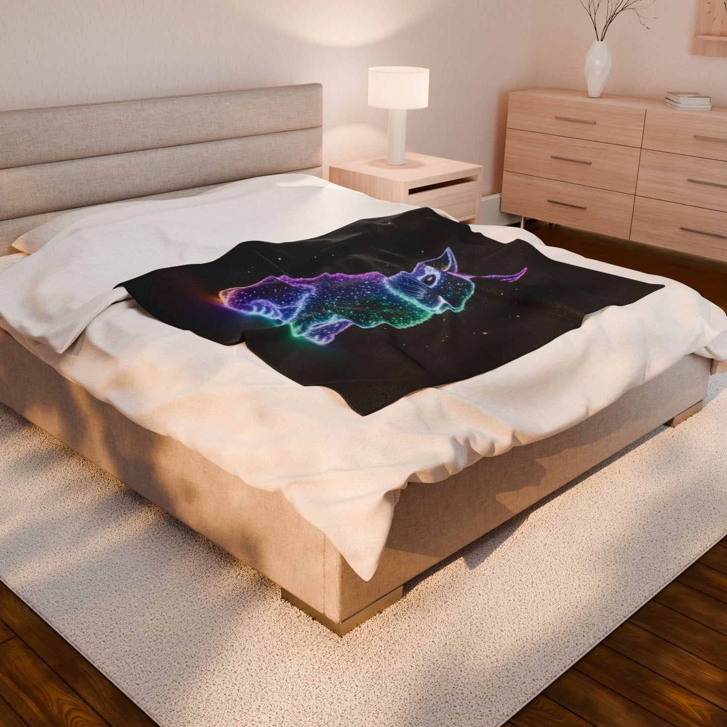 Velveteen Plush Blanket Bioluminescent Easter Bunny Blanket Easter Throw Easter Bunny Decor