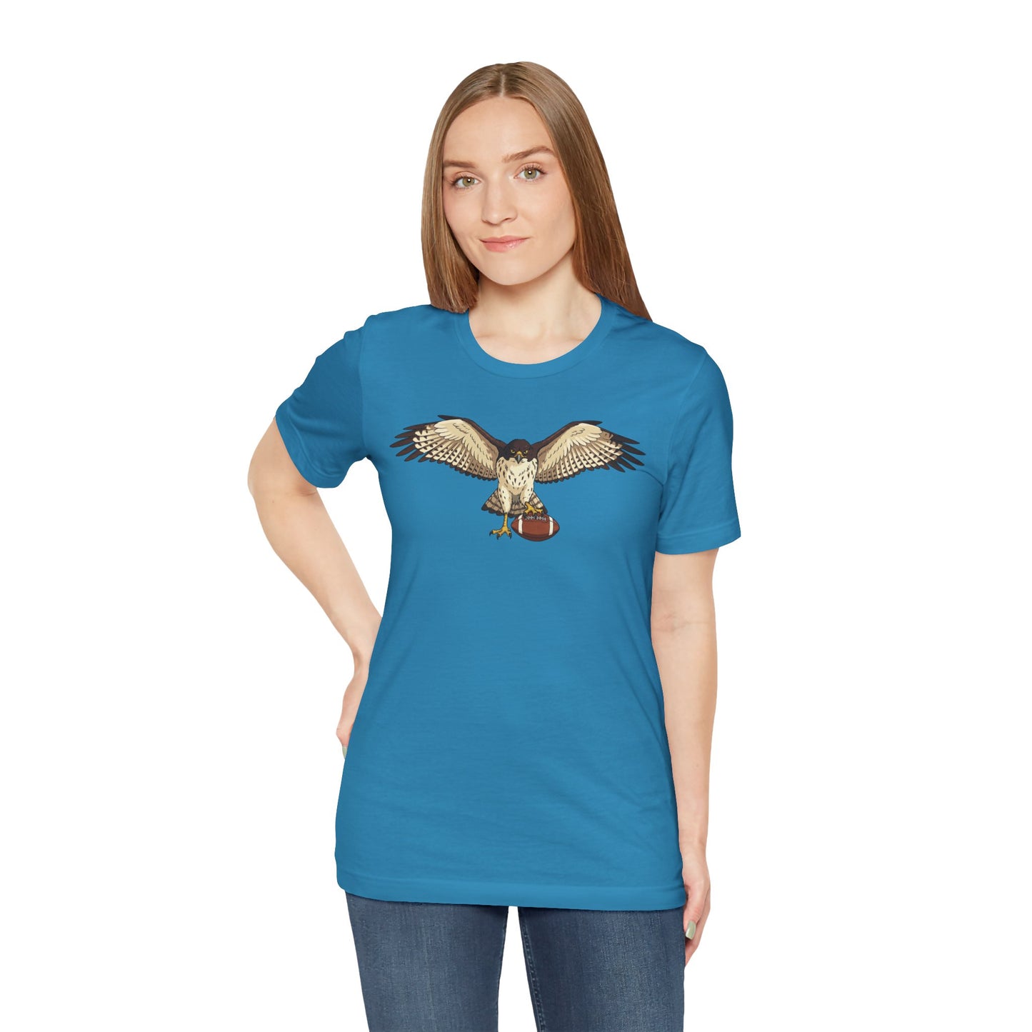 Hawk Football Shirt, Hawk Holding Football T Shirt, Football Mascot Tee, Bird Of Prey Shirt, Sports Fan Gift, Game Day Hawk Tee