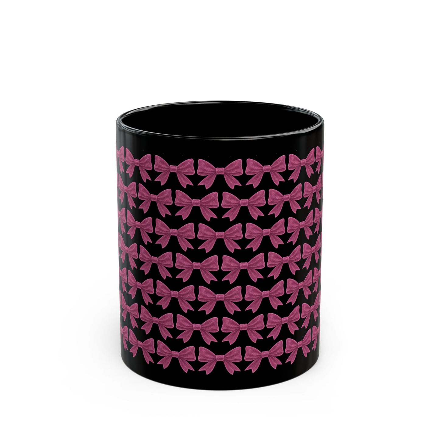 Black Bow Pattern Mug, Pink Bow Aesthetic Mug, Coquette Coffee Mug, Girly All Over Bow Cup, Cute Trendy Mug, Gift For Her