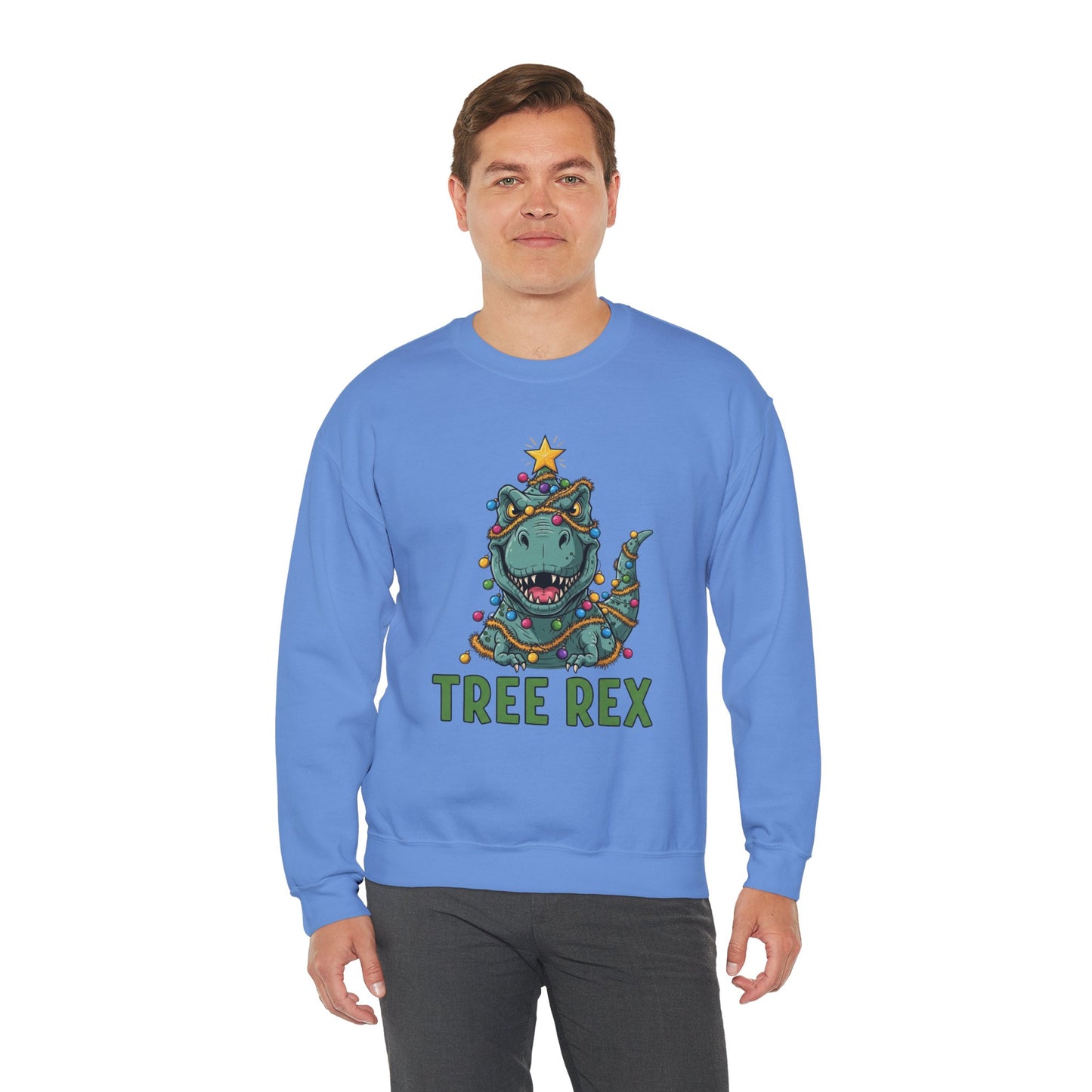 Tree Rex Christmas Sweatshirt, Funny Dinosaur Holiday Sweater, Cute T-Rex Christmas Crewneck, Festive Unisex Gift For Friends And Family