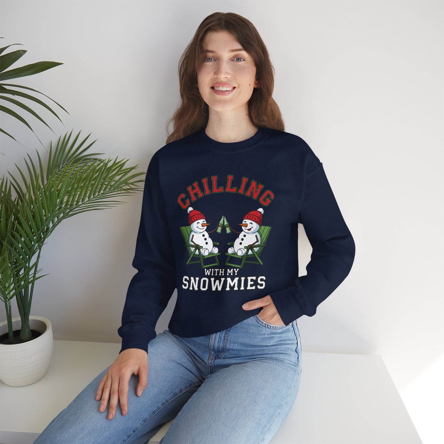 Chilling With My Snowmies Sweatshirt - Funny Christmas Snowman Sweater, Holiday Party Shirt, Cute Winter Gift, Matching Friends Xmas Top