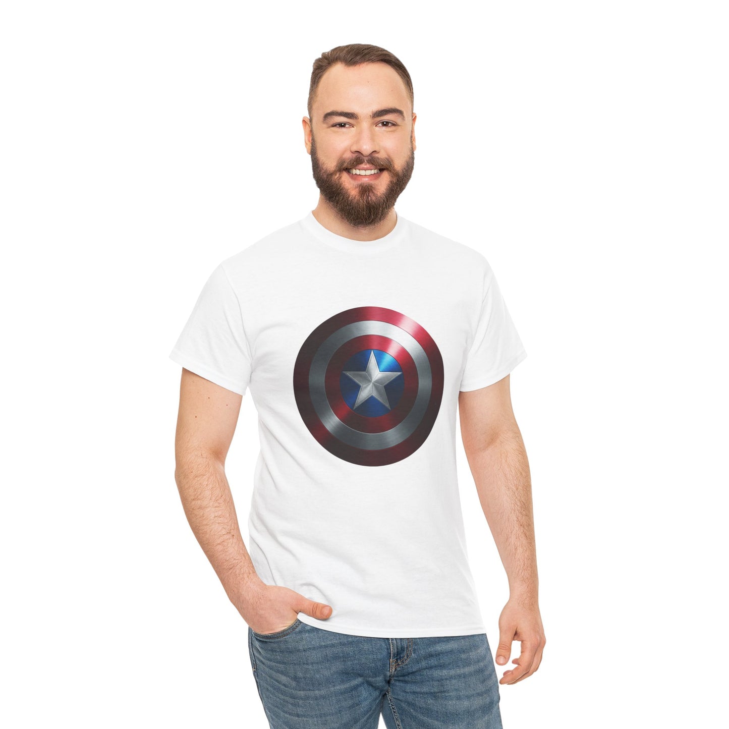 Patriotic Hero Shield Shirt – Star Emblem Graphic Tee – Super Soldier Gift – Comic Inspired Unisex Shirt – Cosplay Convention Top