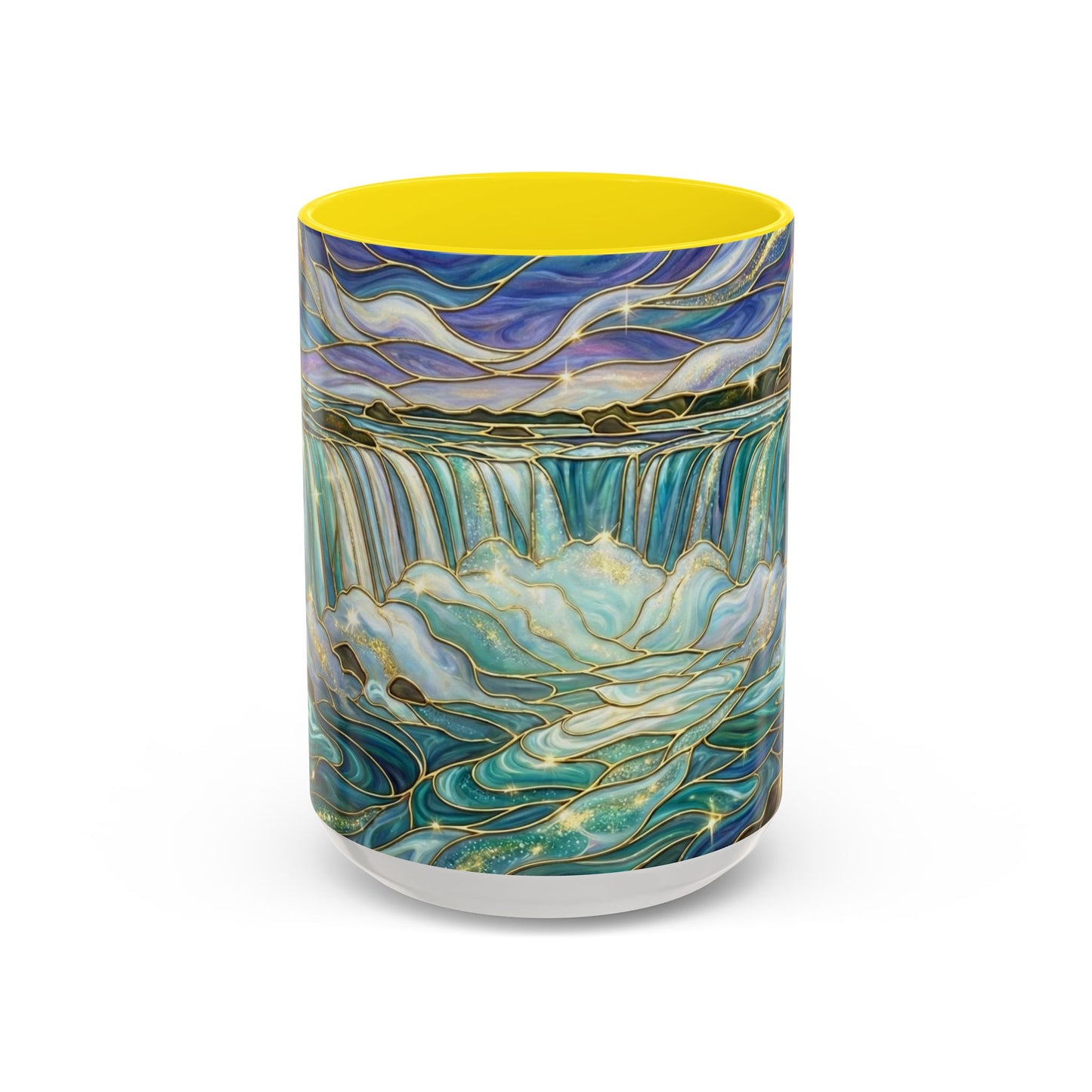 Faux Stained Glass Niagara Falls Mug, Waterfall Coffee Cup, Canada Souvenir Gift, Upstate New York Travel Memento, Nature Lover Tea Cup
