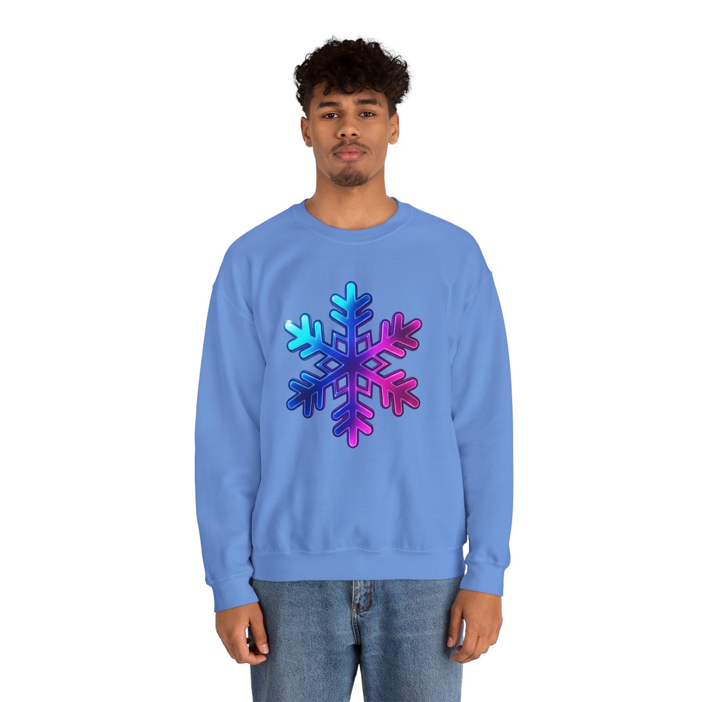 Blue Pink Gradient Snowflake Sweatshirt, Winter Aesthetic Pullover, Cozy Christmas Crewneck, Festive Holiday Sweater Gift for Her or Him