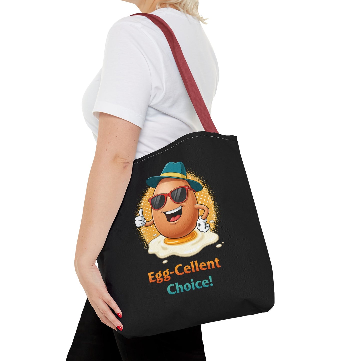Tote Bag: Egg-Cellent Choice Thumbs Up Pun Design
