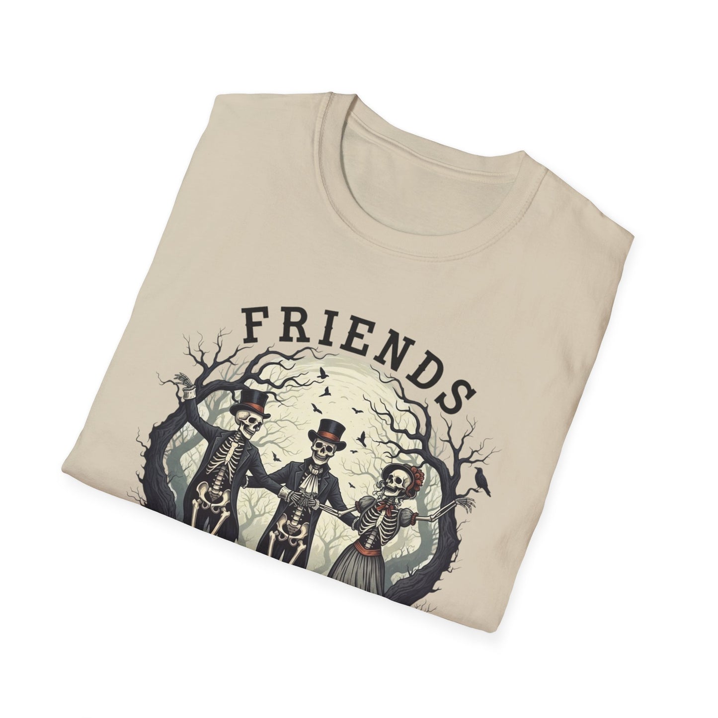 Friends Till The End Skeleton Tee | Dancing Skeleton Friends Shirt | Halloween Gothic BFF Gift | Unisex Heather Grey Graphic T-Shirt