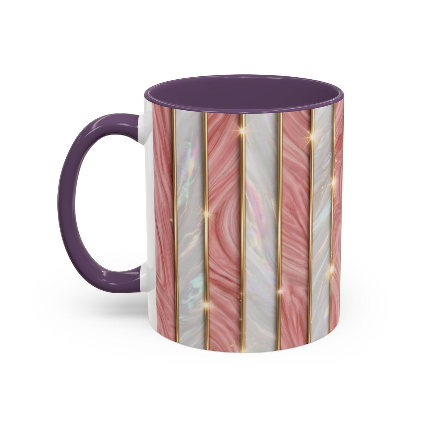 Pink Marble Coffee Mug, Gold Stripe Faux Agate Cup, Glam Desk Accessory, Elegant Tea Mug, Luxury Gift for Her, Chic Office Desk Decor