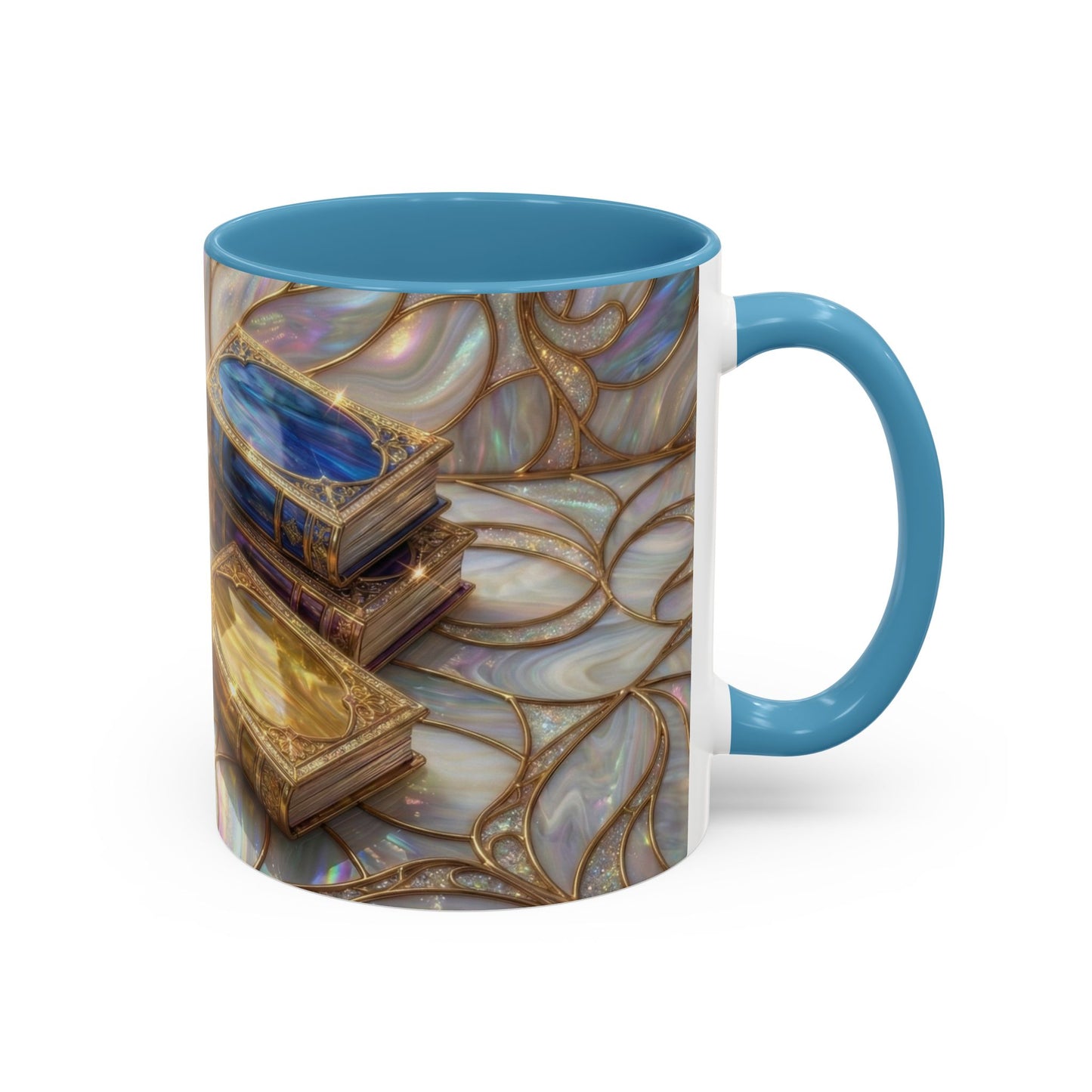 Stained Glass Book Mug, Fantasy Book Lover Coffee Cup, Magical Library Mug, Bookish Gift For Readers, Dark Academia Mug