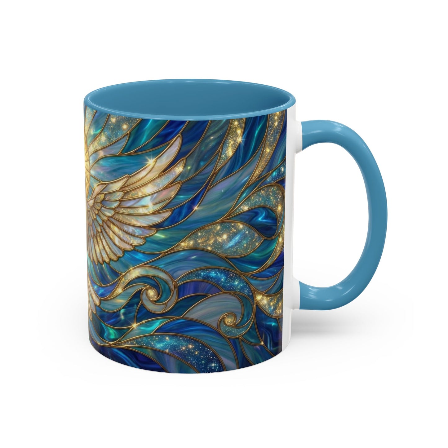 Stained Glass Dove Mug, Peace Dove Coffee Mug, Holy Spirit Dove Cup, Christian Gift Mug, Spiritual Art Mug, Faith Inspired Coffee Cup