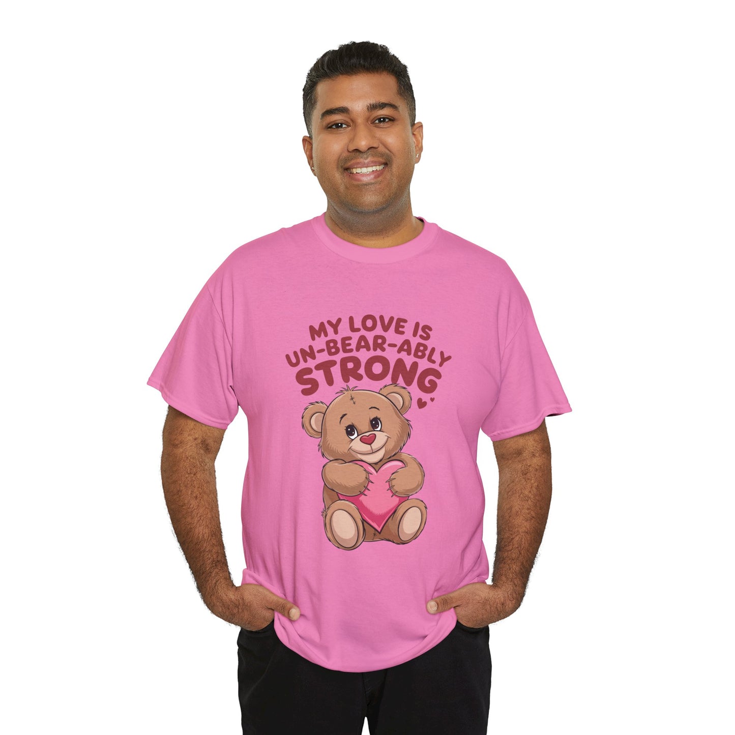 Un-Bear-ably Strong Valentine Shirt, Teddy Bear Heart Tee, Cute Love Graphic T-Shirt, Valentines Gift, Romantic Couple Top, Gift For Her