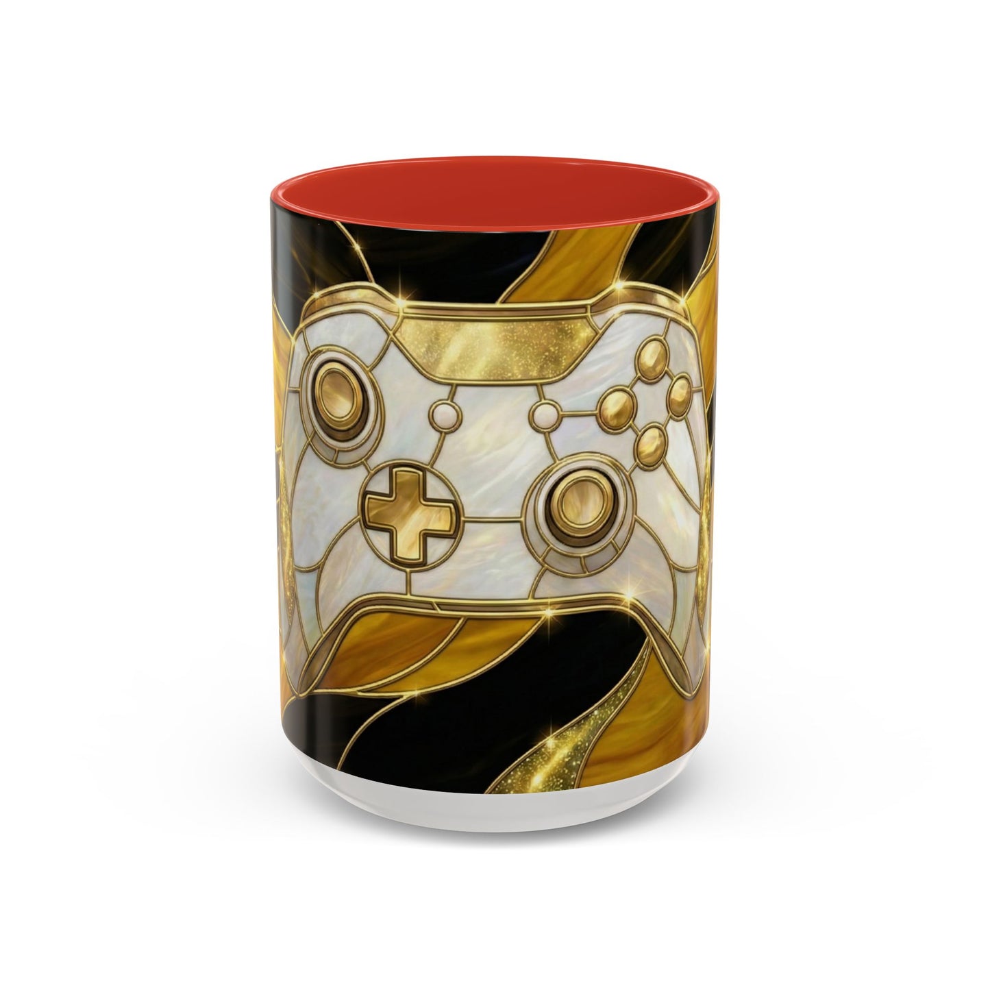 Stained Glass Gamer Mug, Gold Controller Coffee Cup, Video Game Gifts for Him, Gamer Boyfriend Gift, Teen Boy Gaming Mug, Desk Decor