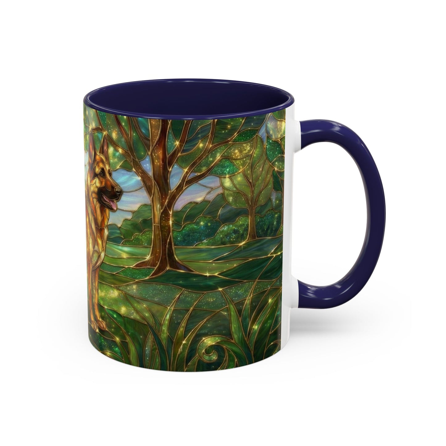 German Shepherd Mug, Stained Glass Dog Coffee Mug, German Shepherd Art Cup, Dog Lover Gift, Pet Memorial Mug, Colorful Dog Mug