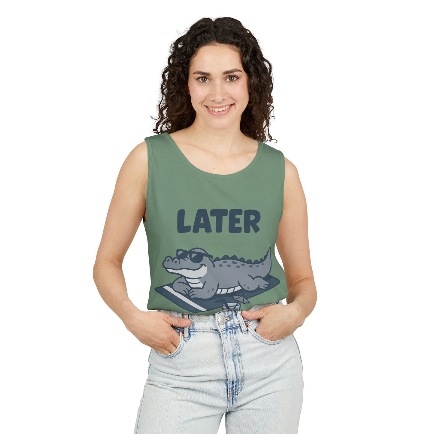 Funny Crocodile Tank Top - ‘Later Gator’ Cute Graphic Croc Tee, Summer Vest, Beach Gift, Sarcastic Animal Humor, Festival and Everyday Wear