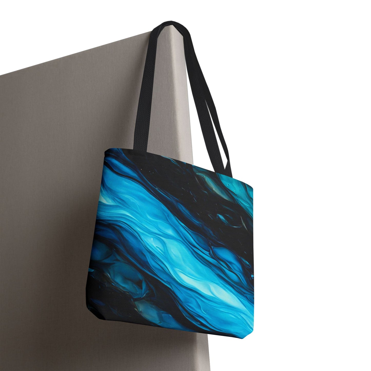 Blue Abstract Swirl Tote Bag – Fluid Art Style Reusable Shopping Bag, Modern Artistic Everyday Carry, Eco-Friendly Gift for Art Lovers