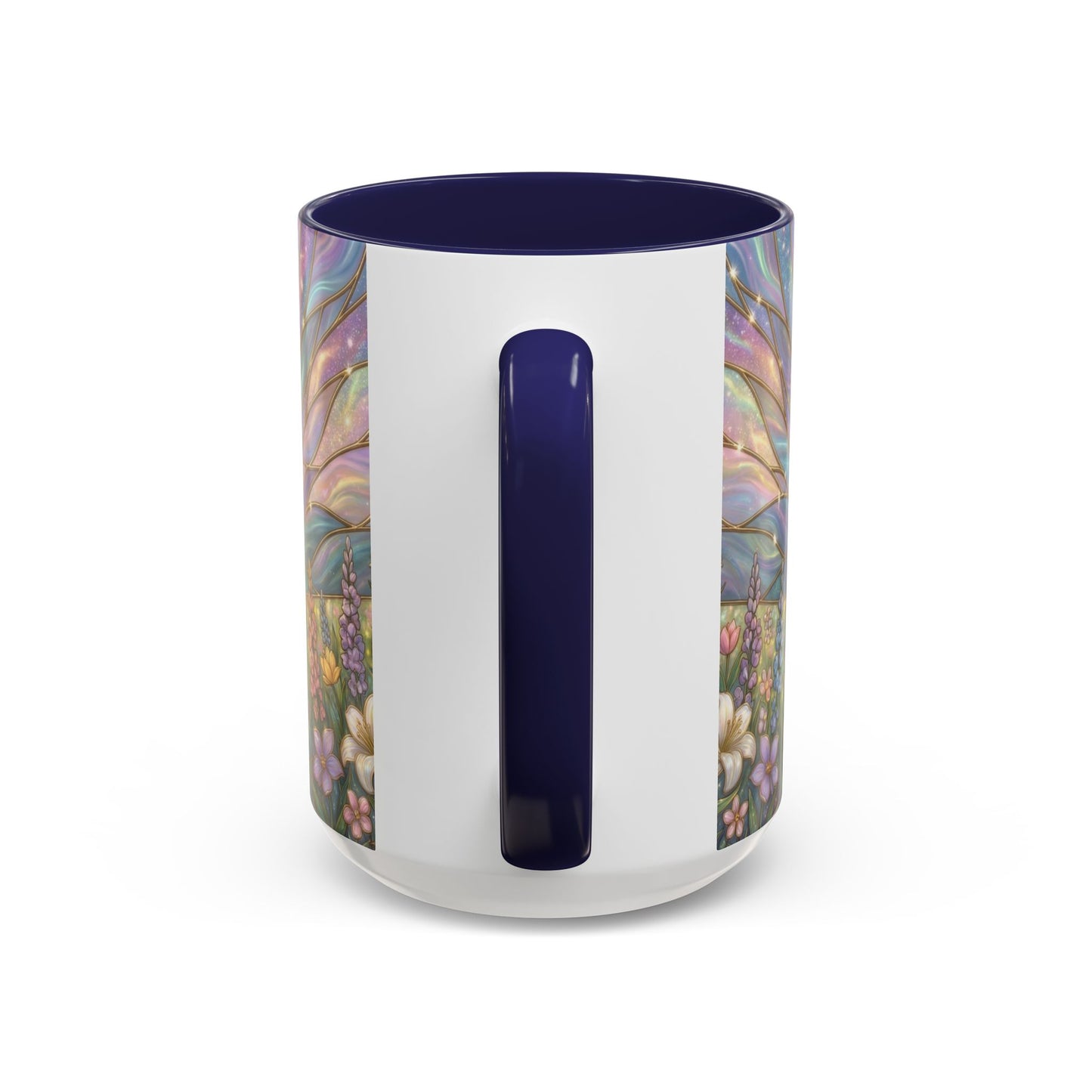 Stained Glass Cross Mug, Easter Lily Coffee Cup, Christian Religious Gift, Pastel Floral Faith Mug, Spring Believer Cup, Baptism Present