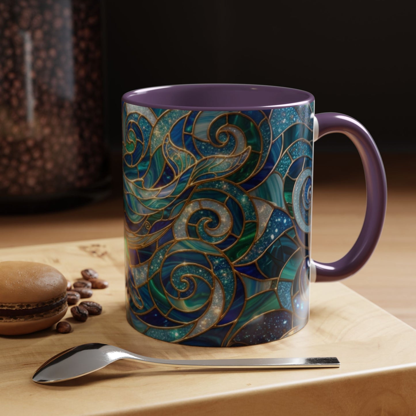 Stained Glass Whale Mug, Ocean Art Coffee Cup, Blue Sea Life Design, Nautical Gift For Ocean Lovers, Colorful Stained Glass Whale Cup