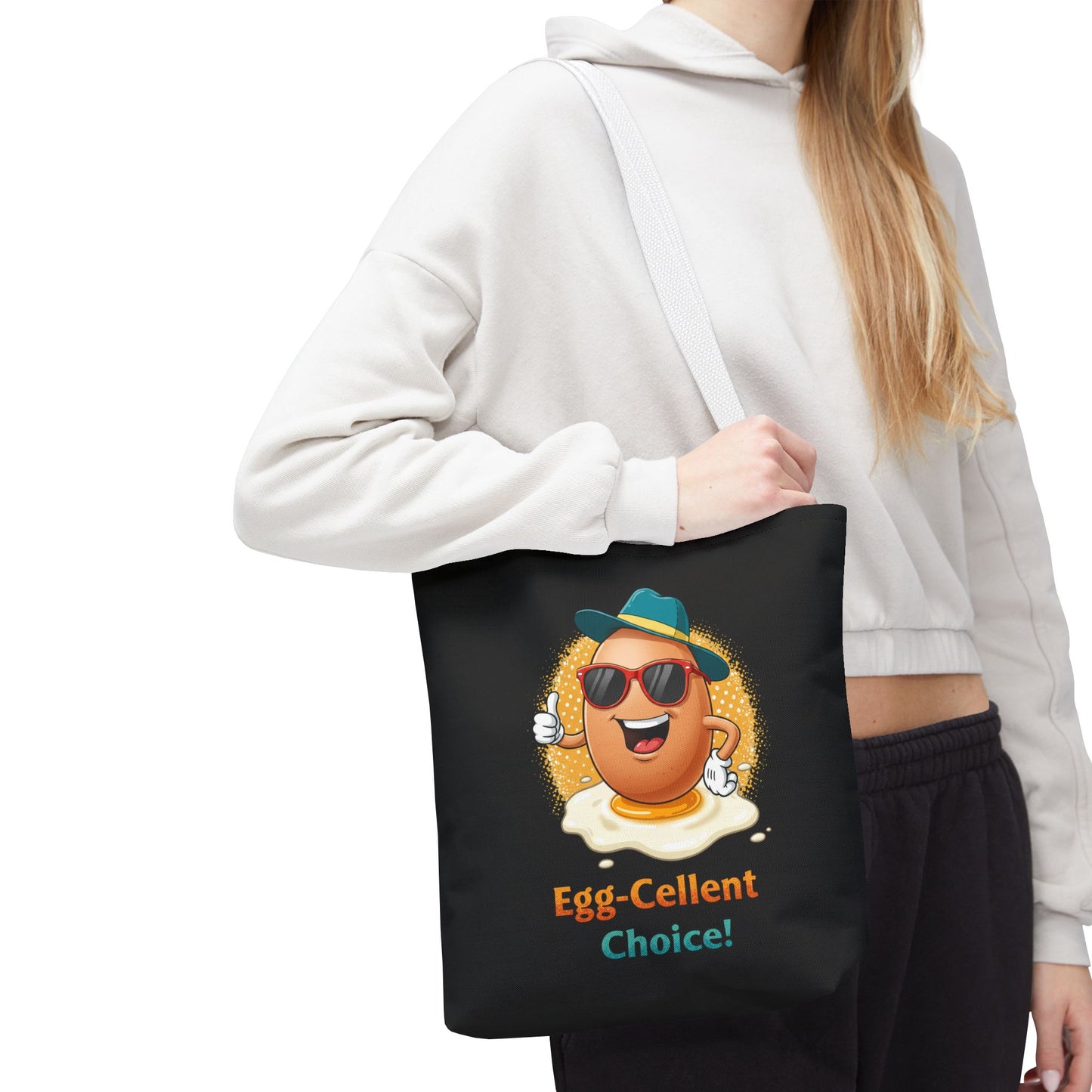 Tote Bag: Egg-Cellent Choice Thumbs Up Pun Design
