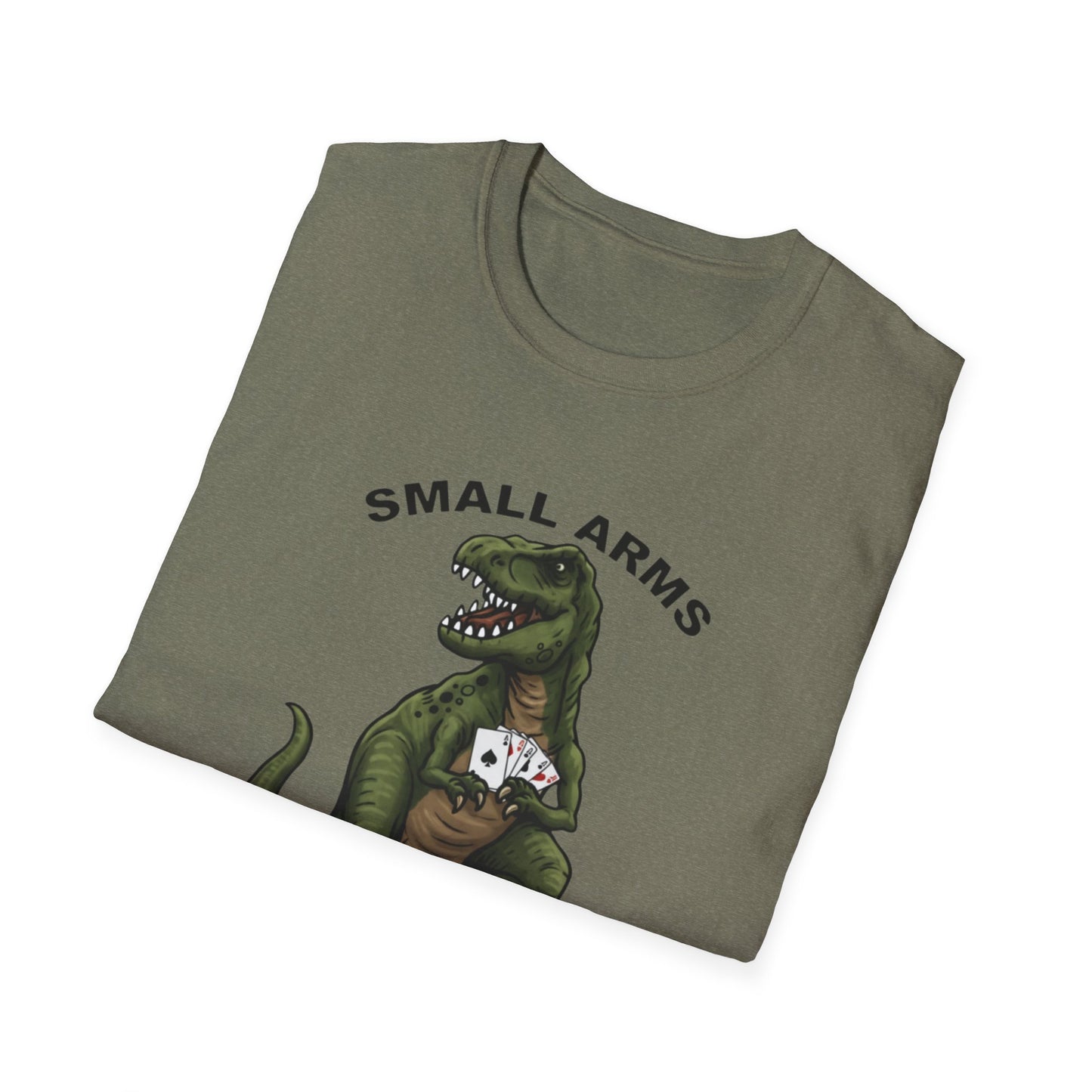 Funny Small Arms Dealer T-Rex Shirt, Dinosaur Pun Tee, Hilarious Graphic T-Shirt for Men & Women, Great Gift for Dad, Friend, or Coworker