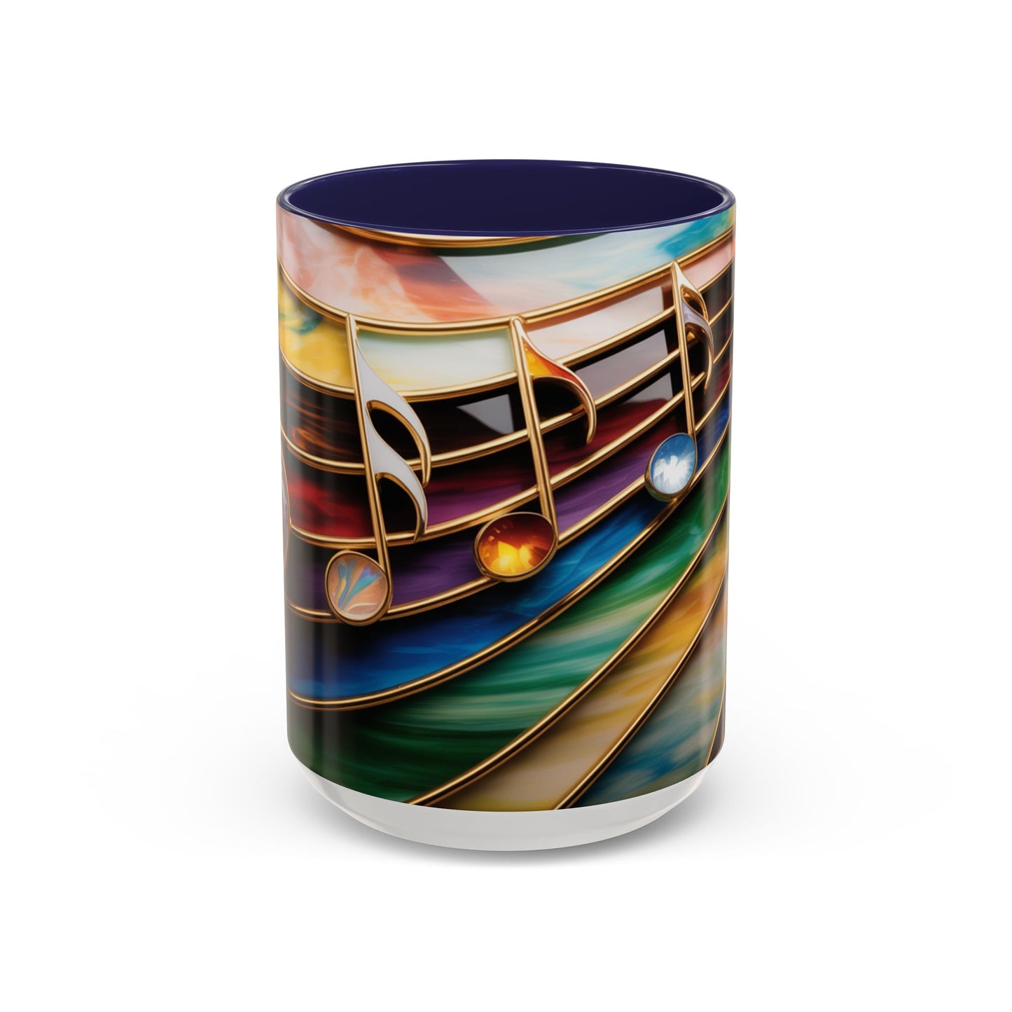 Stained Glass Music Notes Mug - Colorful Music Lover Gift - Music Teacher Mug - Treble Clef Coffee Cup - Musician Gift Idea - 11oz & 15oz Ceramic Mug