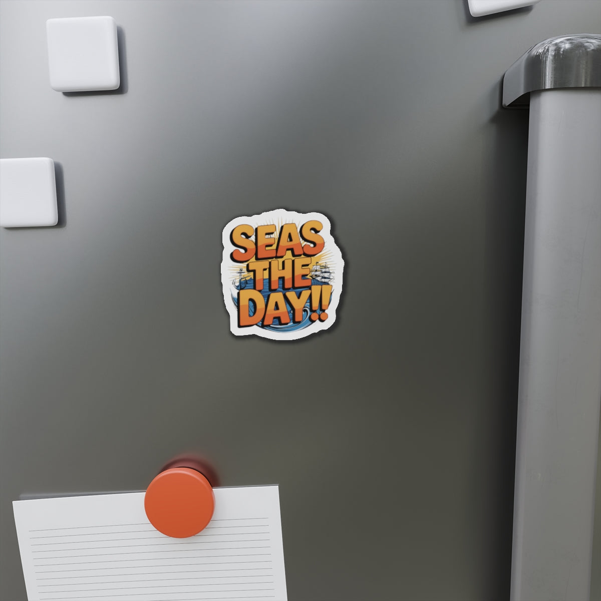 Die-Cut Magnet - Seas the Day Nautical Quote Kitchen Decor Refrigerator Magnet Ocean Decor