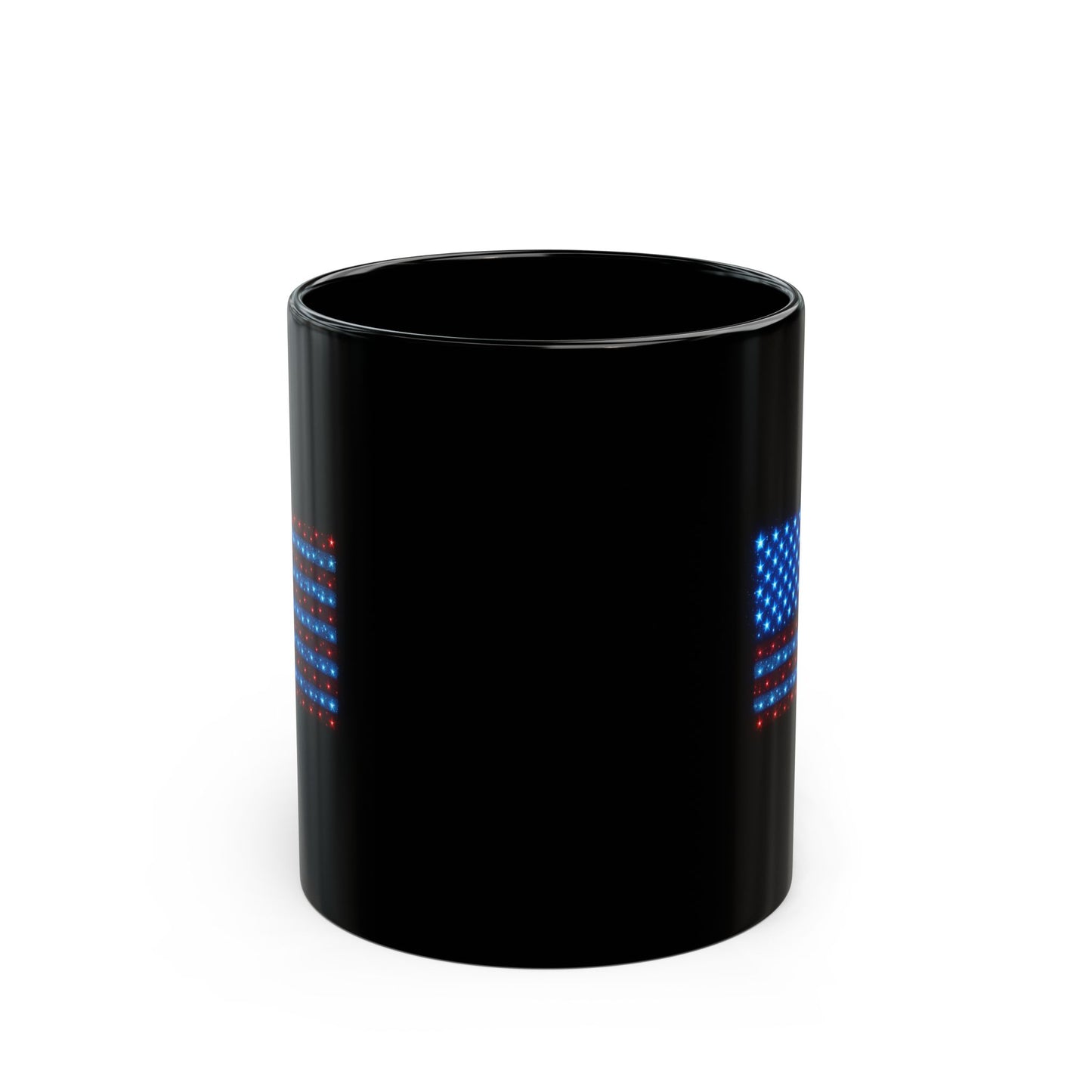 American Flag Coffee Mug – Black Ceramic USA Patriotic Cup, Red White Blue Stars & Stripes Design | 11oz 15oz Gift for Veterans, 4th of July