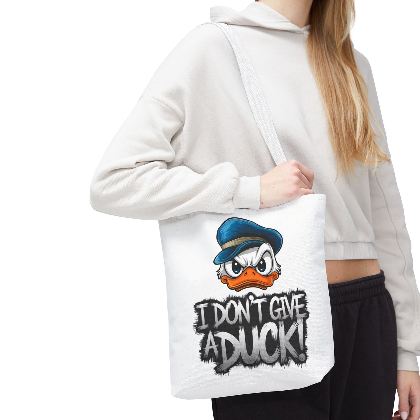 Funny Grumpy Duck Tote Bag | I Don’t Give A Duck Canvas Tote | Eco Reusable Cotton Gift Tote | Cute Animal Humor Market Bag
