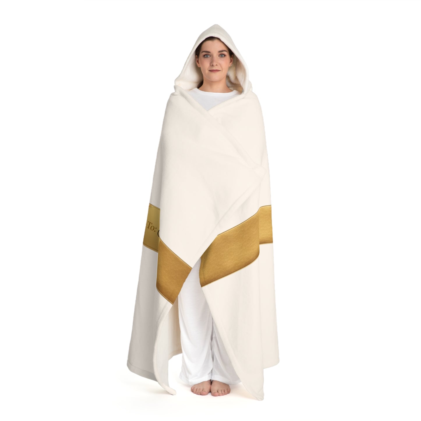 Custom Name Hooded Sherpa Blanket • Luxurious Gift Wrap Design • Cozy Personalized Holiday Gift • Warm Plush Hooded Throw