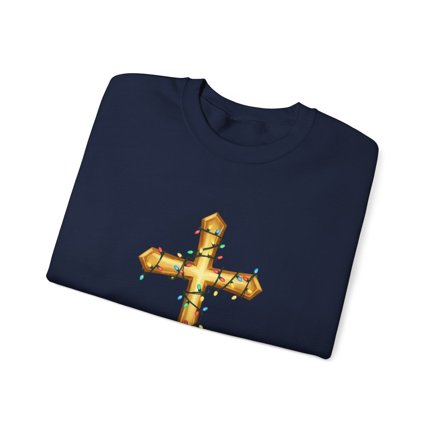 Christmas Cross Lights Sweatshirt, Christian Christmas Sweatshirt, Religious Holiday Cross Sweater, Jesus Christmas Gift, Faith