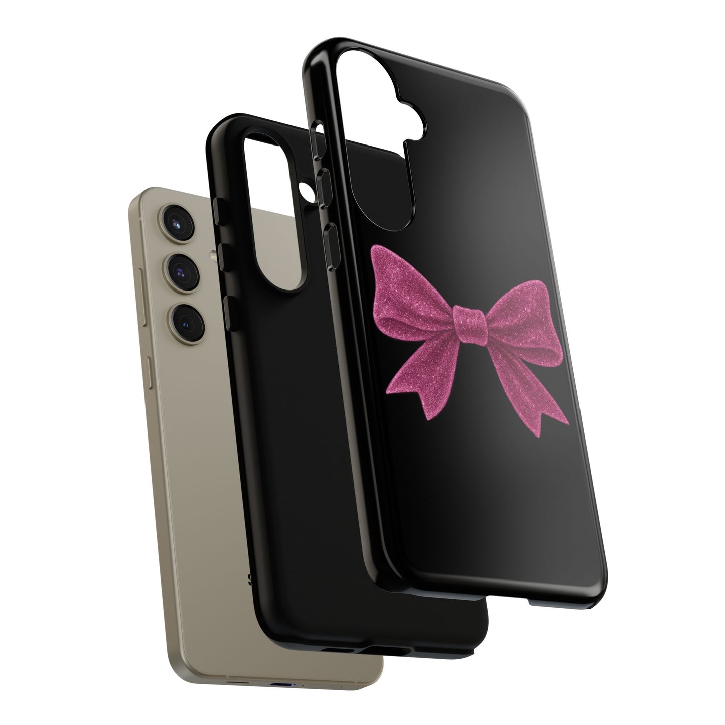Pink Glitter Bow Samsung Case – Coquette Aesthetic Phone Cover – Girly Glossy Galaxy Case – Cute Soft Girl Tech Accessory – Kawaii Gift Idea