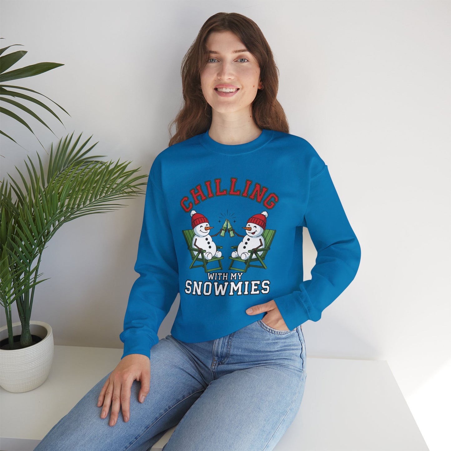 Chilling With My Snowmies Sweatshirt - Funny Christmas Snowman Sweater, Holiday Party Shirt, Cute Winter Gift, Matching Friends Xmas Top