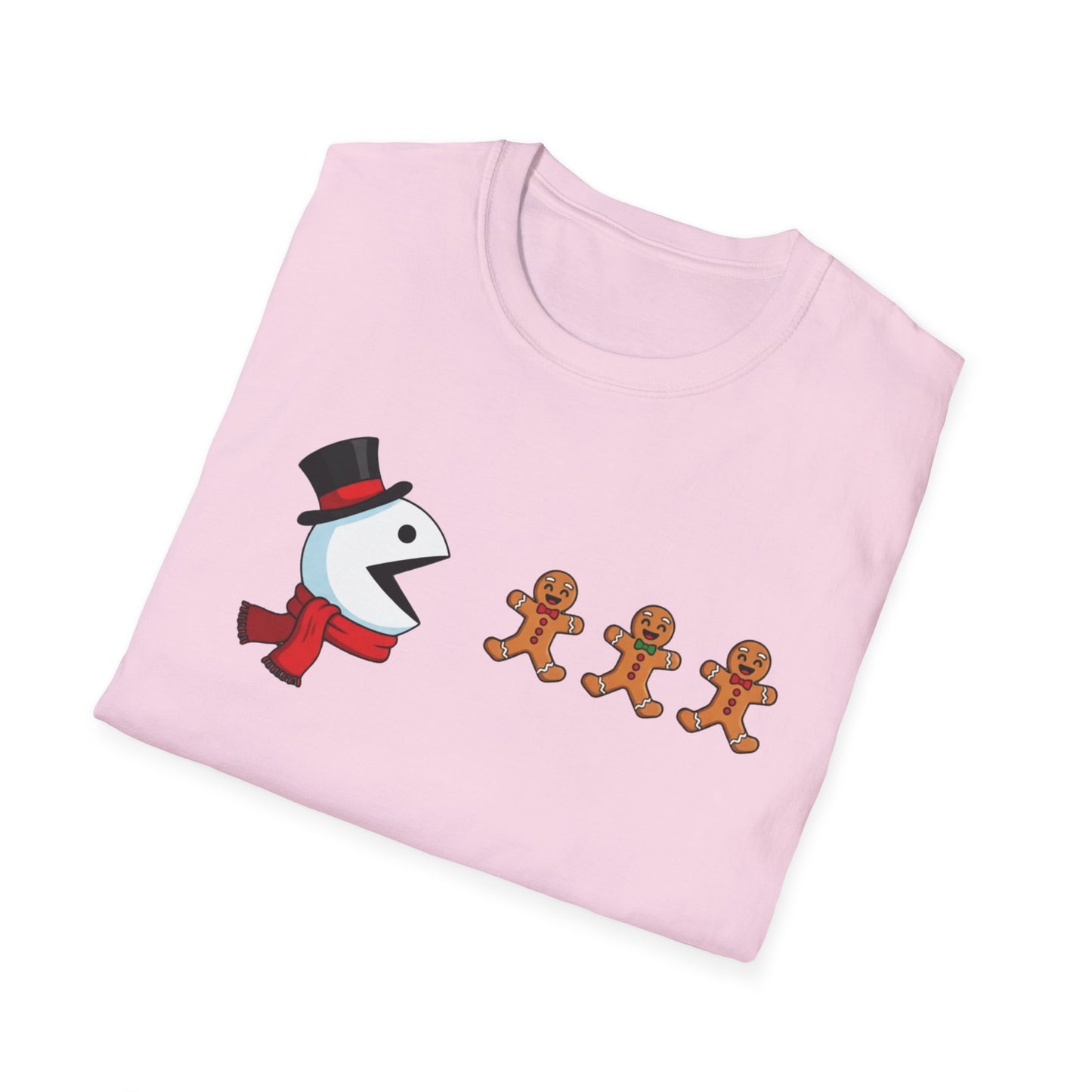 Snowman Pacman Christmas Shirt, Funny Gingerbread Men Tee, Cute Holiday Snowman T-Shirt, Christmas Humor Graphic Tee, Winter Holiday Shirt