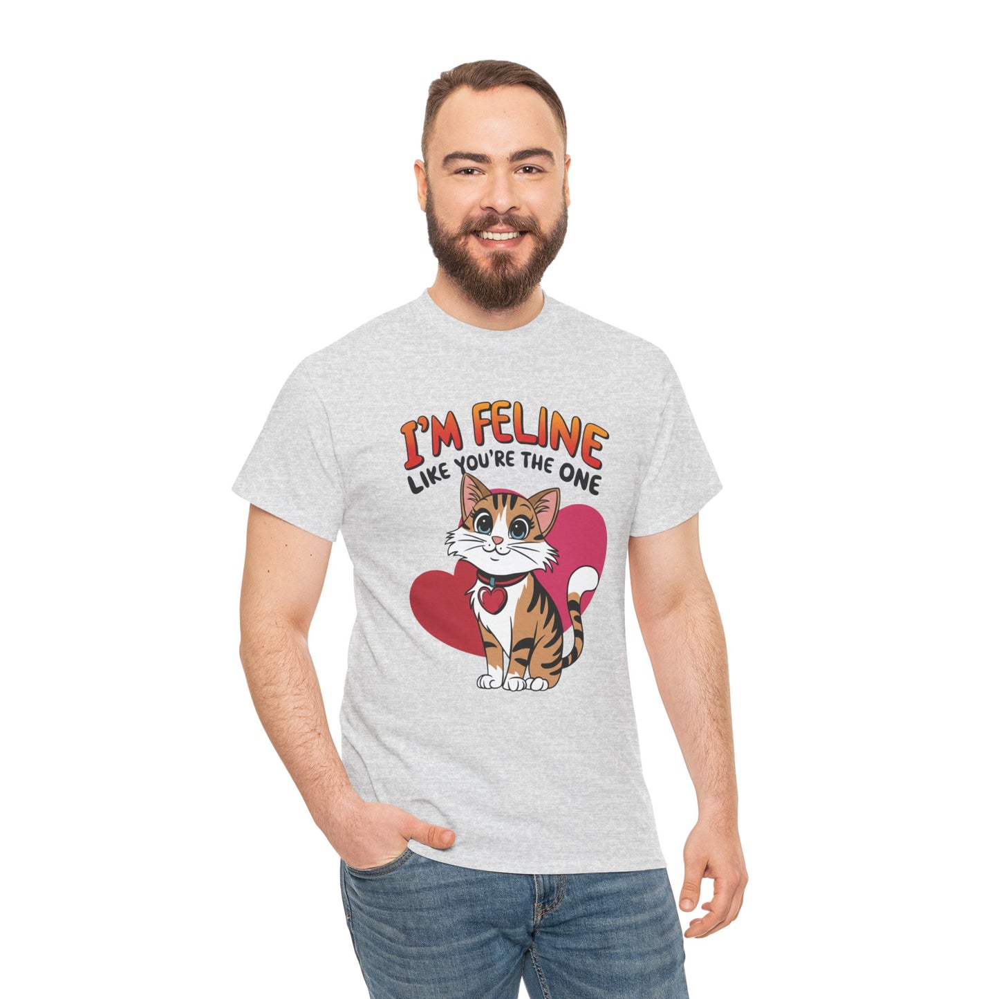 I’m Feline Like You’re The One Shirt, Cute Cat Valentine Tee, Funny Cat Love Graphic TShirt, Romantic Gift For Her Him, Cat Pun Shirt