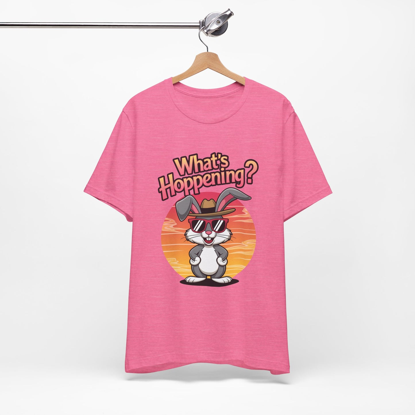 What’s Hoppening Funny Bunny Shirt – Cute Rabbit Pun T-Shirt – Sunset Graphic Tee for Animal Lovers, Easter, and Pun Enthusiasts