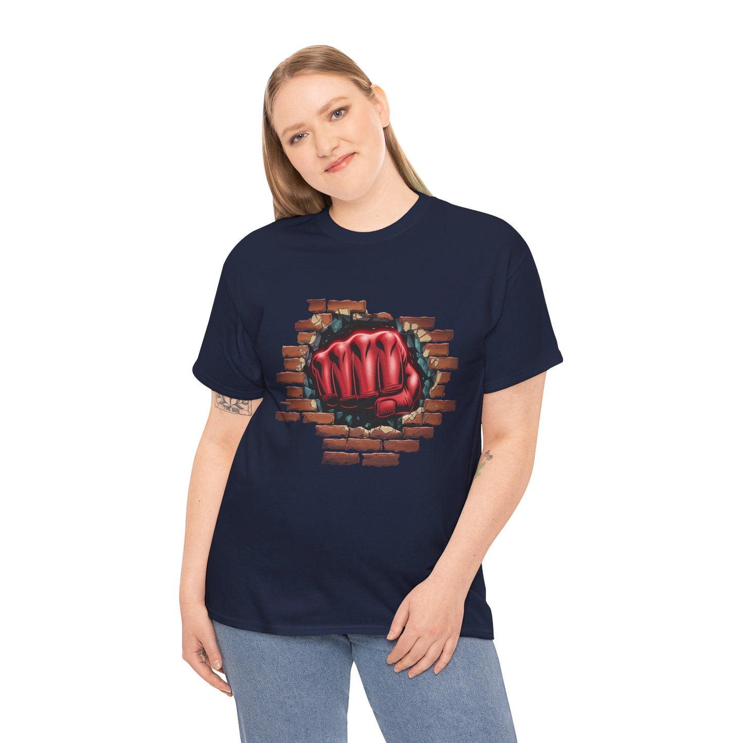 Impact Fist Graphic T-Shirt – Punch Through Brick Wall Design | Bold Streetwear Tee for Fighters, Gym & Edge-Lovers