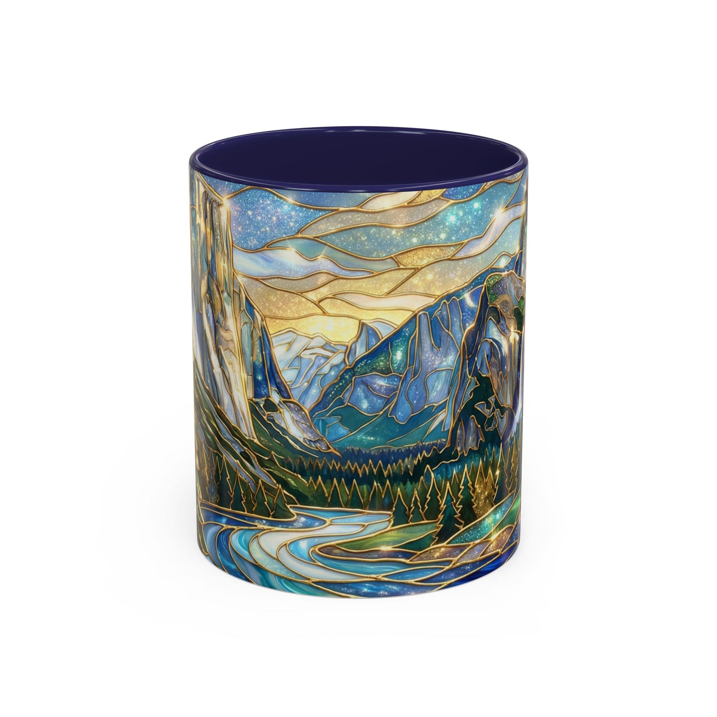 Stained Glass Yosemite Mug, Yosemite Mountain Coffee Cup, Waterfall Landscape Art Mug, Scenic Nature Mug, Yosemite Gift, Outdoor Lover Gift