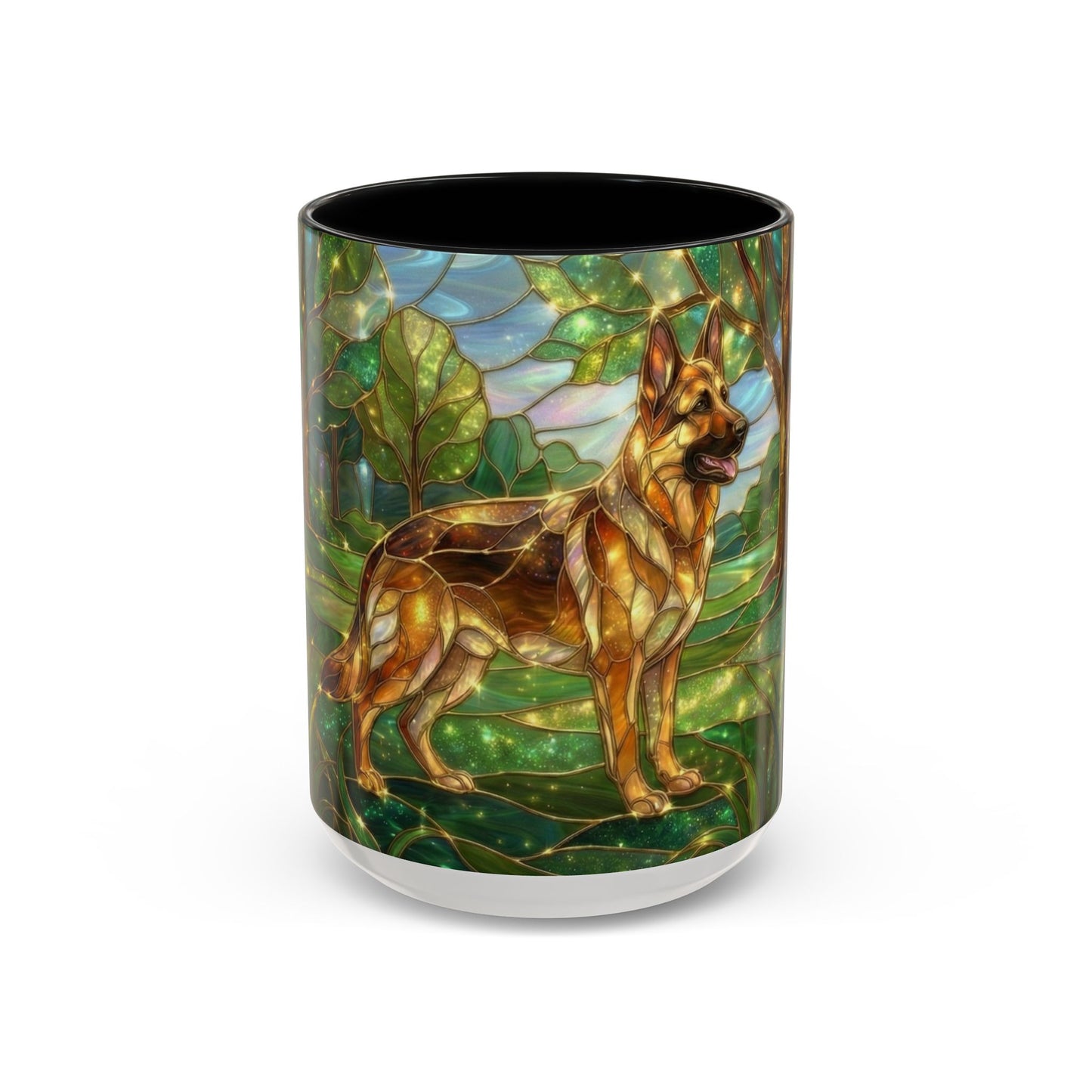 German Shepherd Mug, Stained Glass Dog Coffee Mug, German Shepherd Art Cup, Dog Lover Gift, Pet Memorial Mug, Colorful Dog Mug