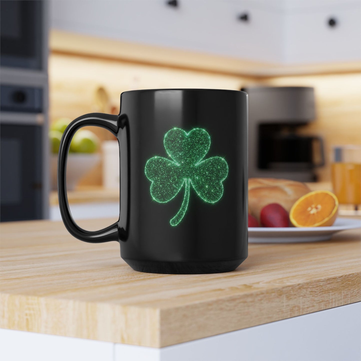 Glowing Shamrock Mug, St Patricks Day Gift, Lucky Green Clover Coffee Cup, Emerald Glitter Aesthetic, Irish Pride Mug, Magic Luck Tea Cup