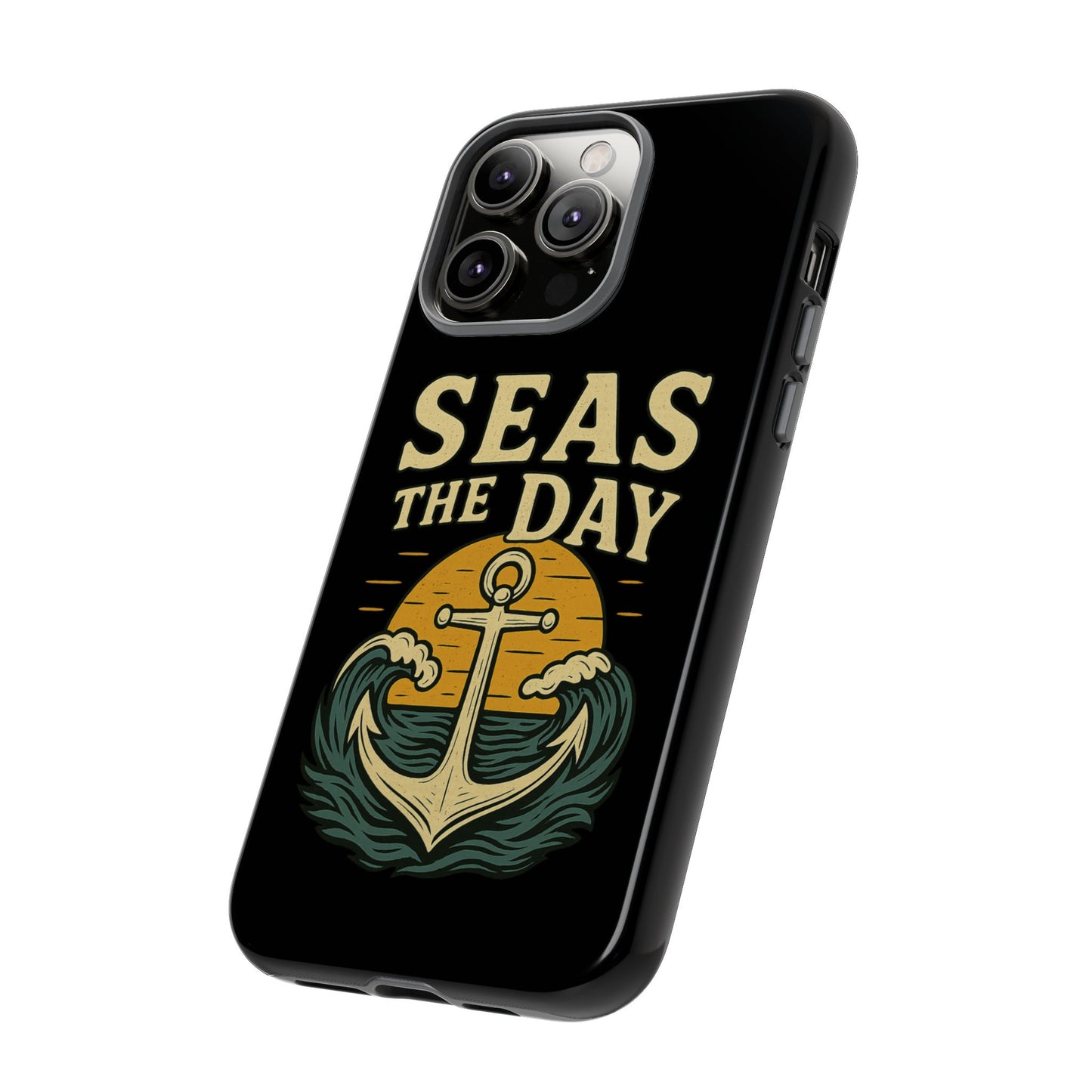 Seas the Day iPhone Case – Nautical Anchor Phone Cover – Ocean Pun Gift – Beach Lover iPhone Accessory – Summer Adventure Phone Case