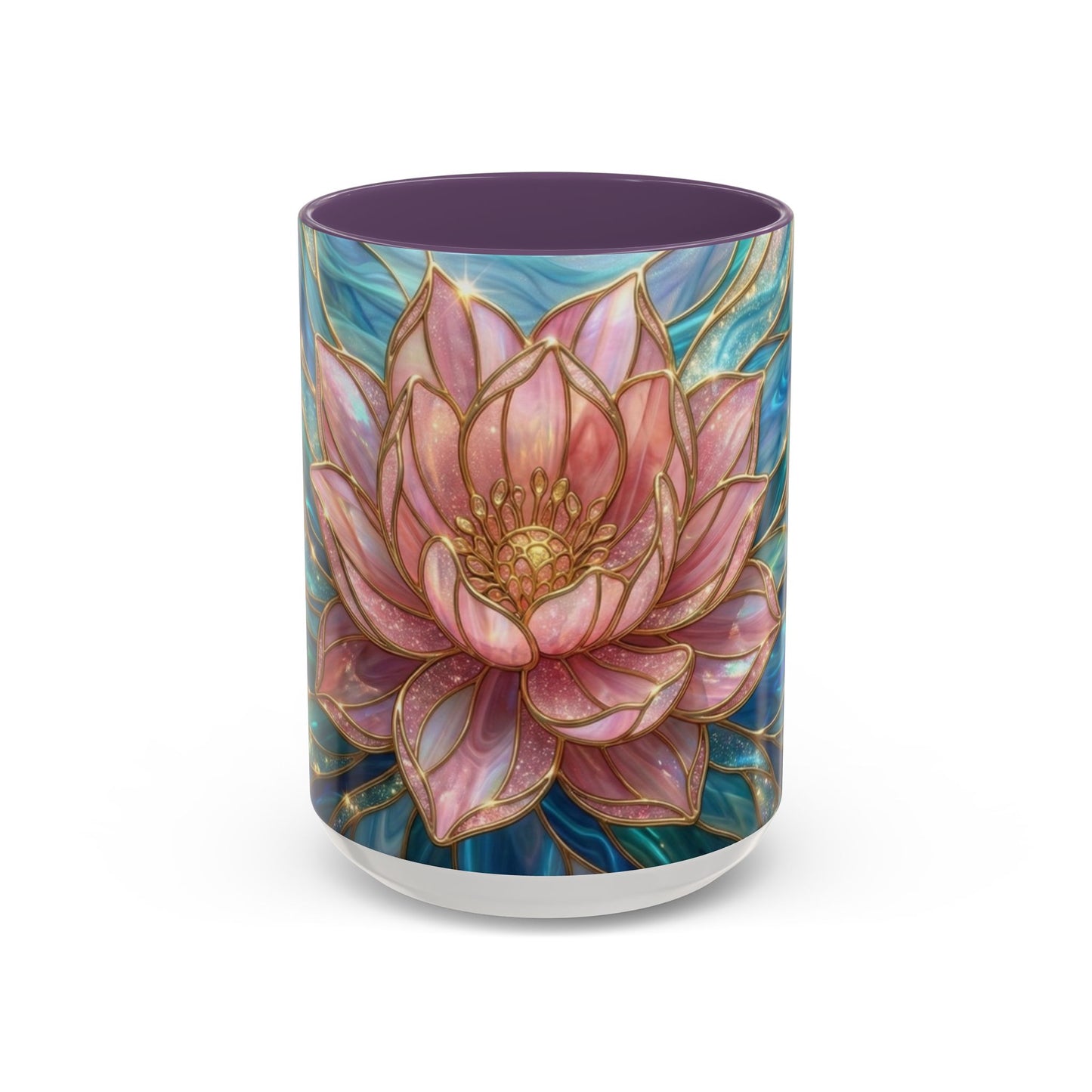 Pink Lotus Flower Mug, Stained Glass Style Coffee Cup, Spiritual Zen Gift For Women, Yoga Lover Tea Mug, Meditation Boho Floral Drinkware