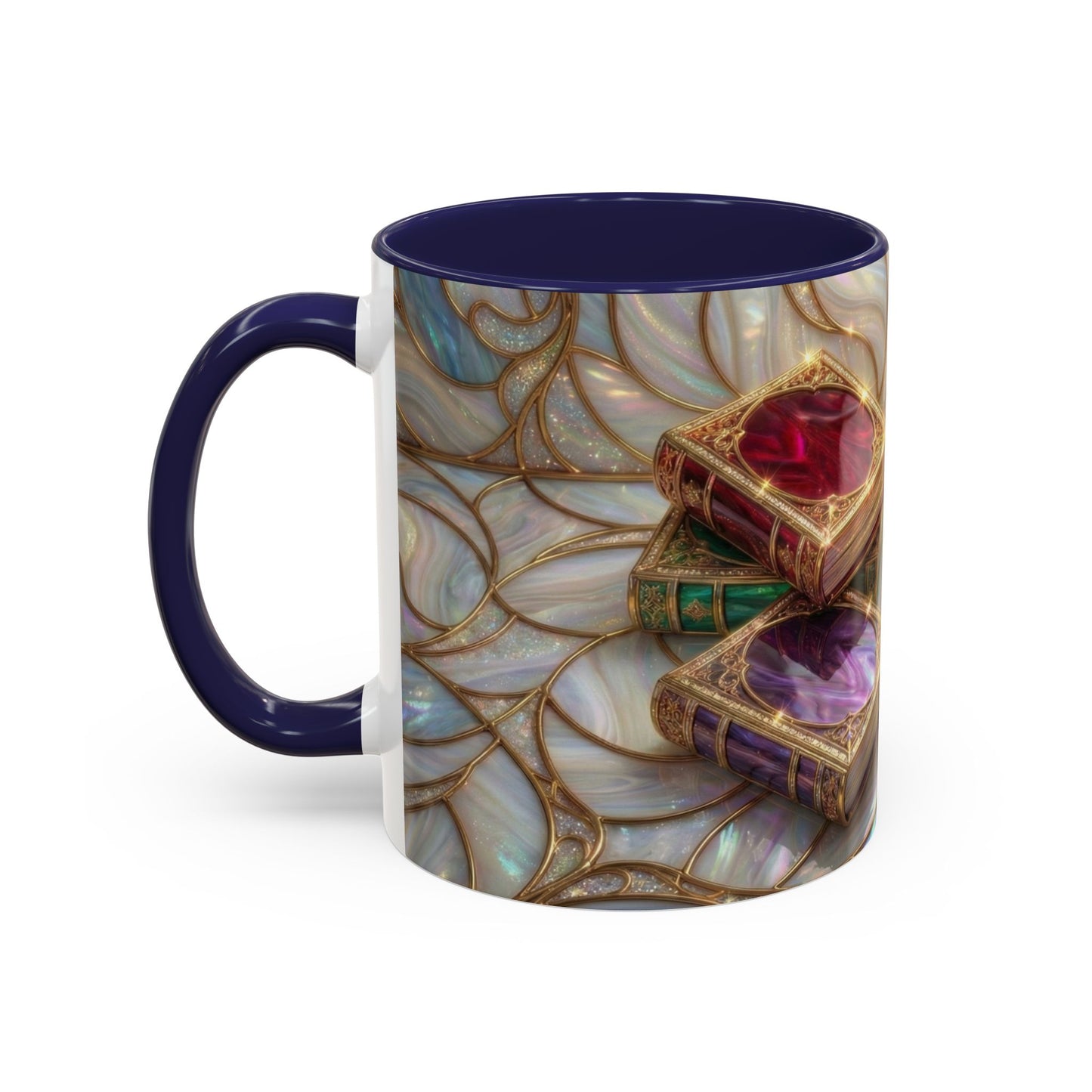 Stained Glass Book Mug, Fantasy Book Lover Coffee Cup, Magical Library Mug, Bookish Gift For Readers, Dark Academia Mug
