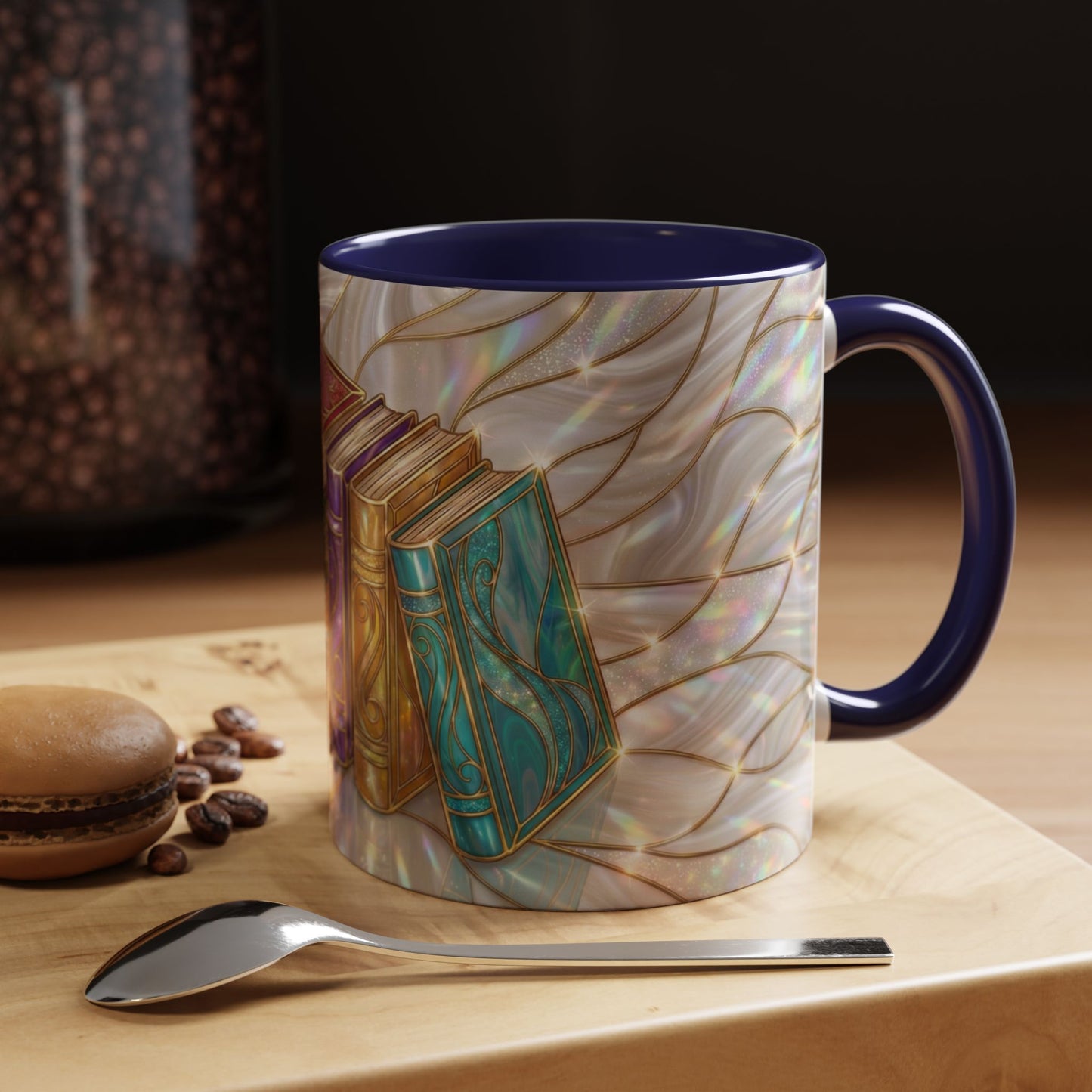 Book Lover Coffee Mug, Stained Glass Books Mug, Reading Gift For Bookworms, Library Aesthetic Mug, Booktok Mug, Ceramic Coffee Cup