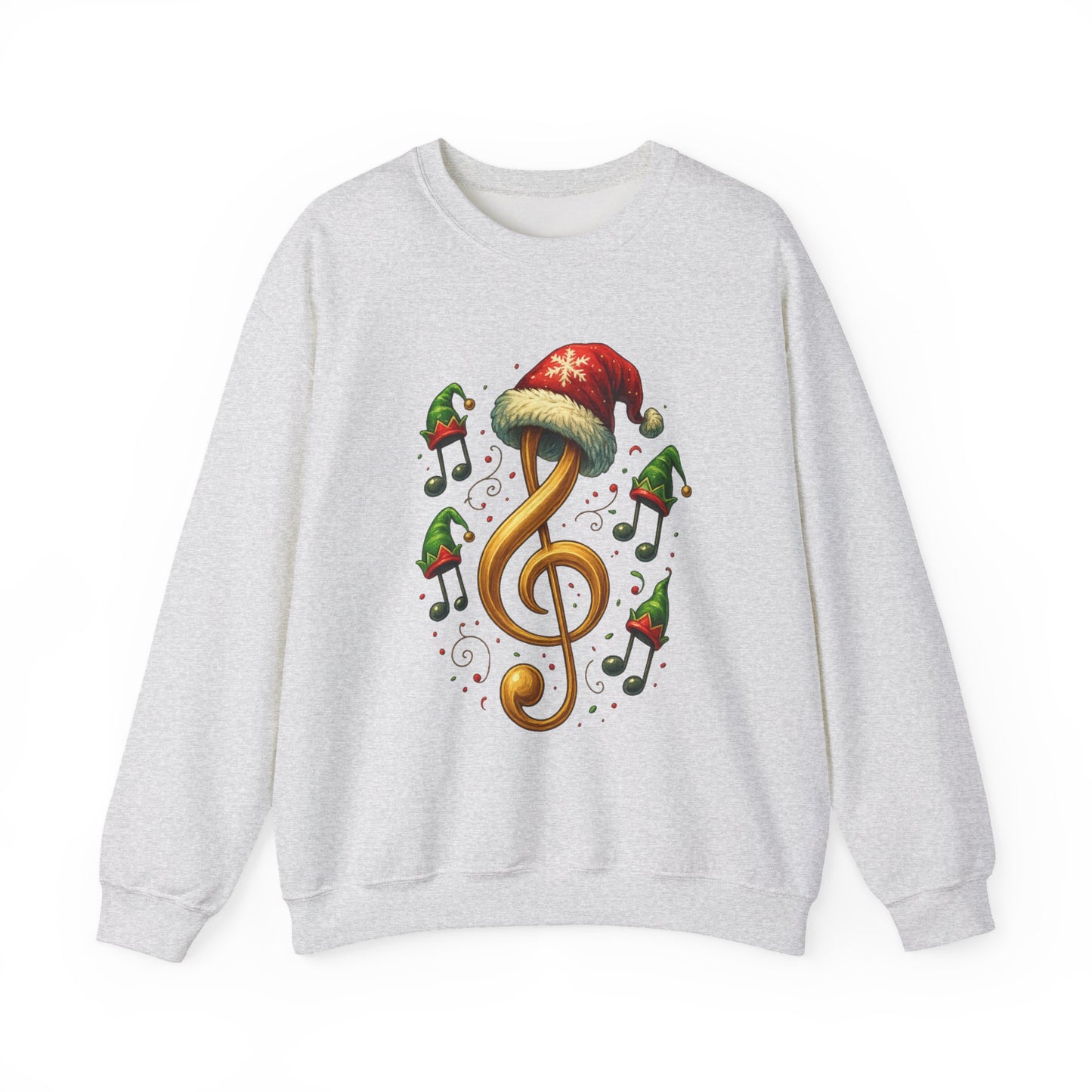 Christmas Music Note Sweatshirt, Holiday Treble Clef Sweater With Santa Hat, Festive Music Lover Gift, Cozy Winter Crewneck Unisex Top