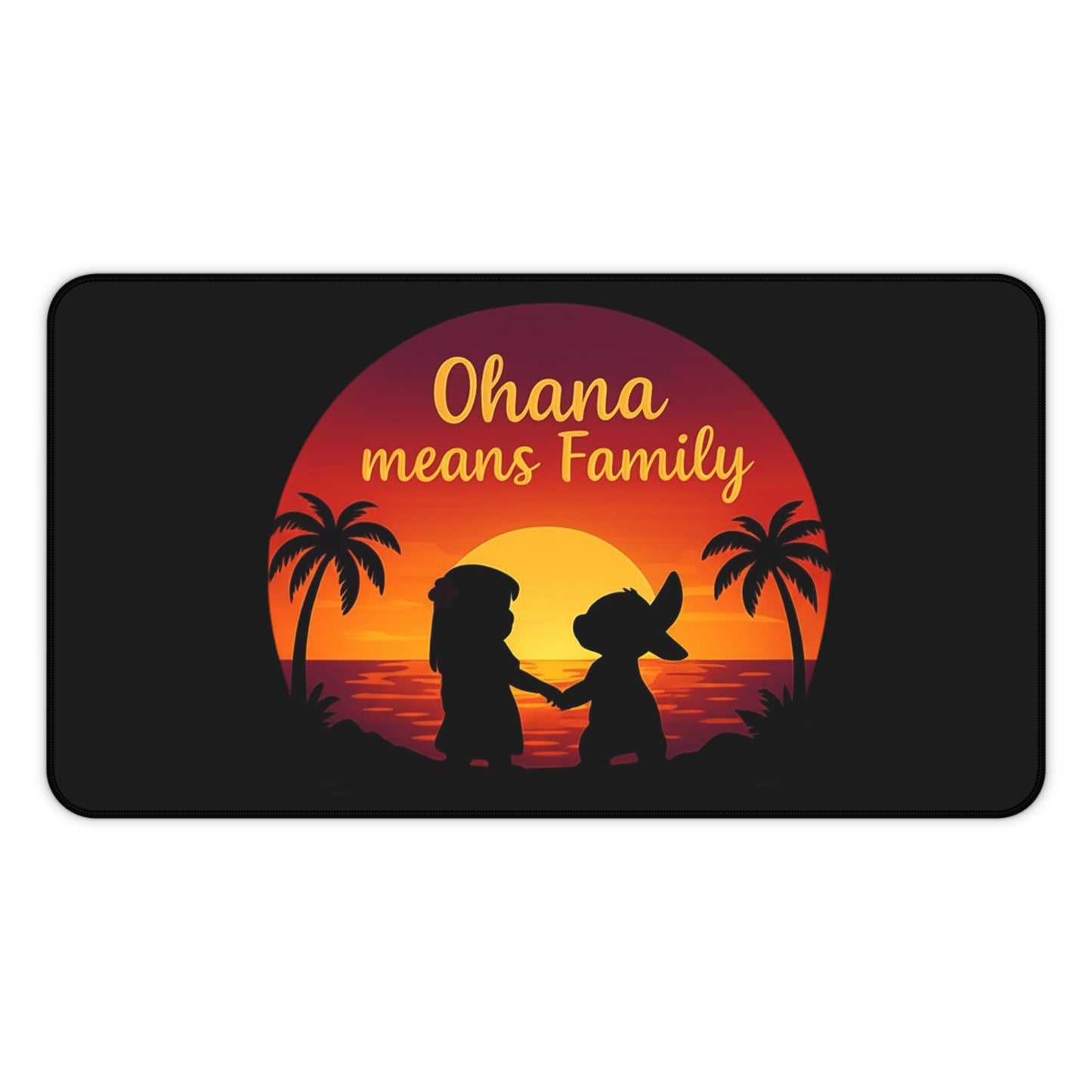 Ohana Means Family Desk Mat – Tropical Mouse Pad, Extended Gaming Mat, Aesthetic Office Decor, Cute Anime Desk Setup Gift