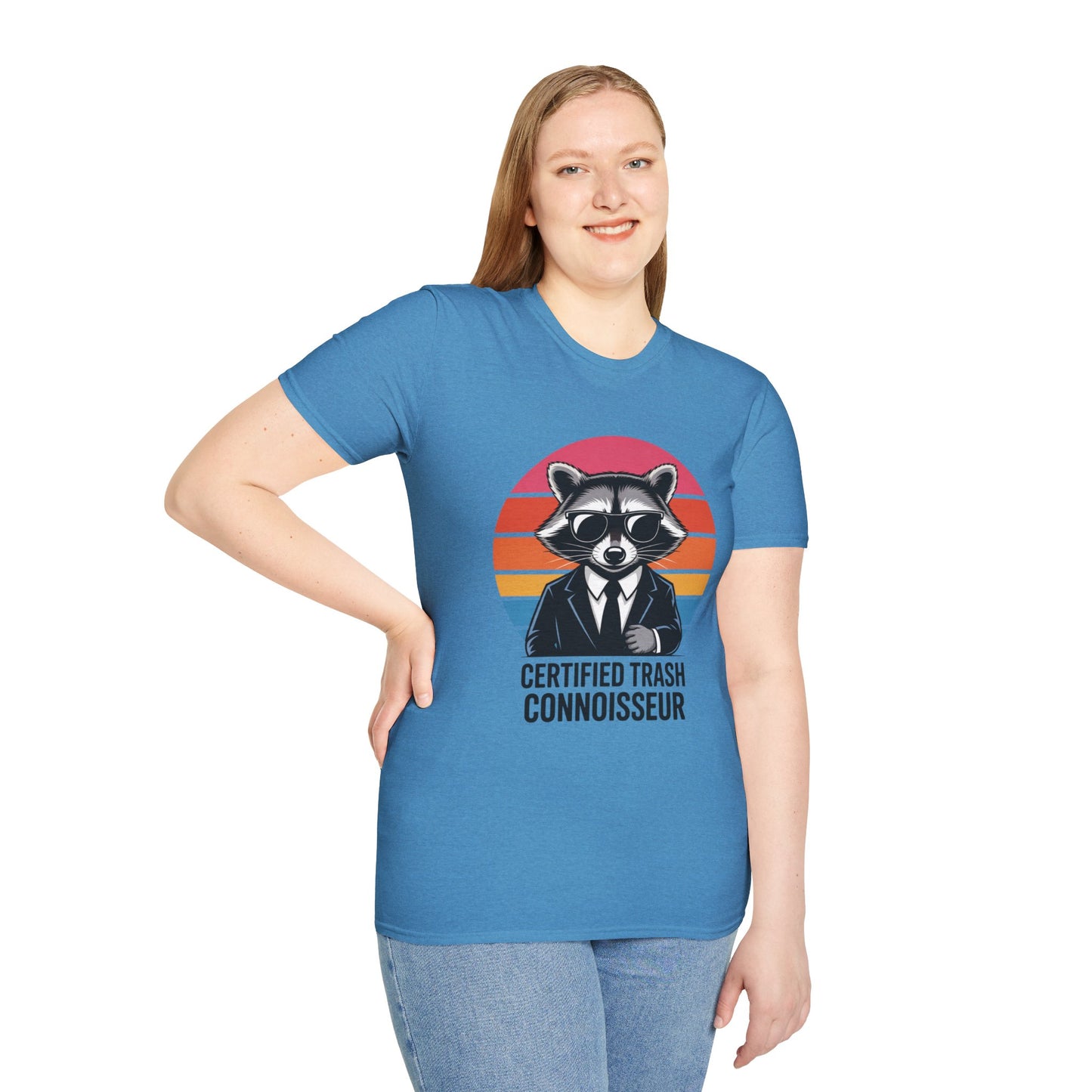 Certified Trash Connoisseur Raccoon Shirt - Funny Trash Panda Graphic Tee - Retro Sunset Vintage Vibe - Unique Gift for Raccoon Lover