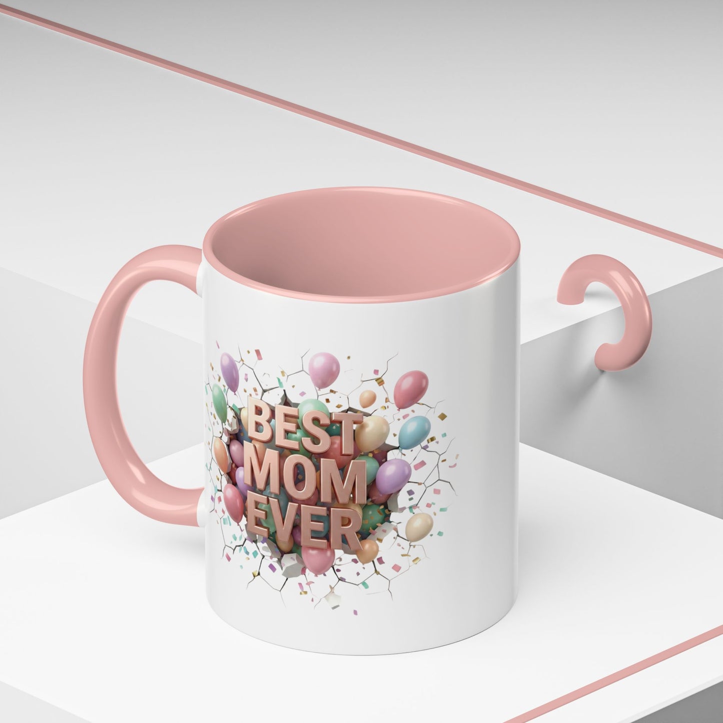 Personalized Mom Mug, Best Mom Ever Gift, Custom Name Coffee Cup, 3D Balloon Design, Mothers Day Gift, New Mom Gift 2025, Custom Mug