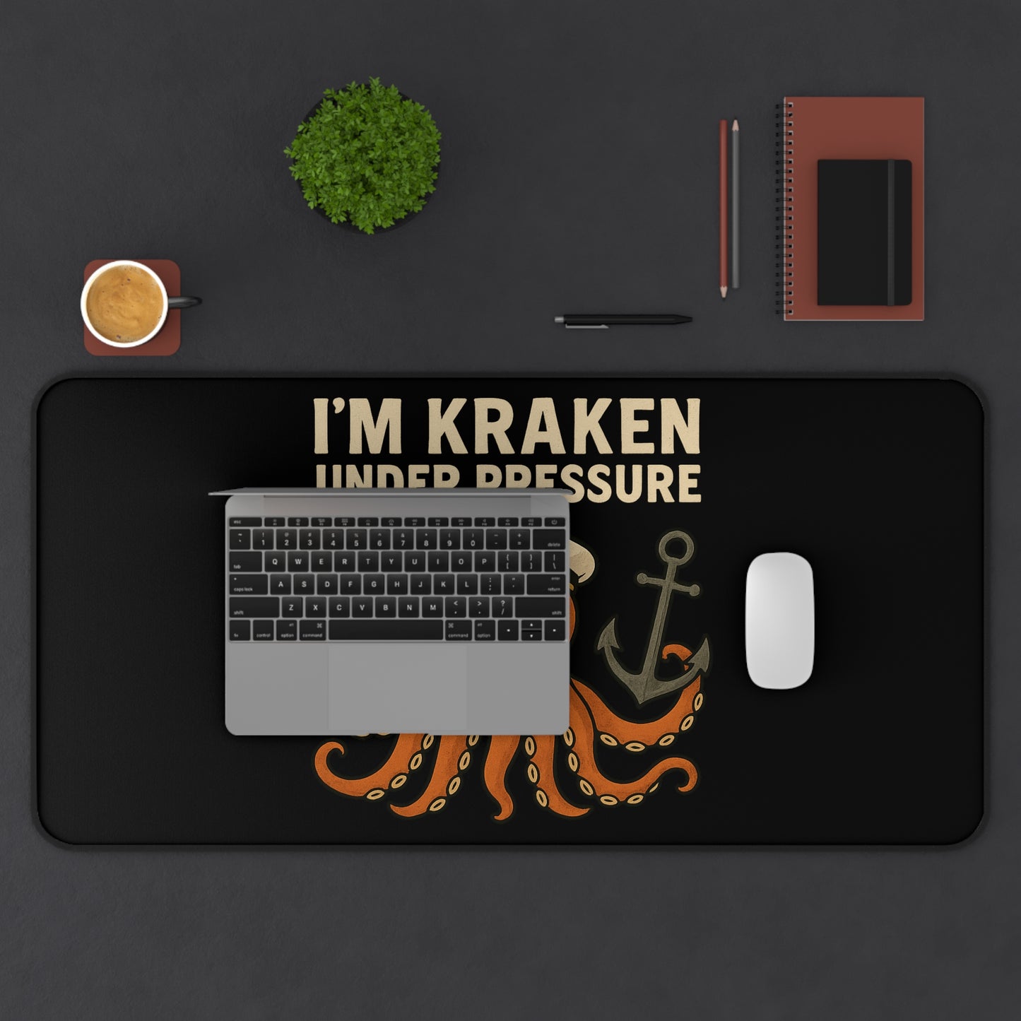 Desk Mat - Octopus 'I'm Kraken Under Pressure' Nautical Mouse Pad Ocean Themed Mat Beach Decor