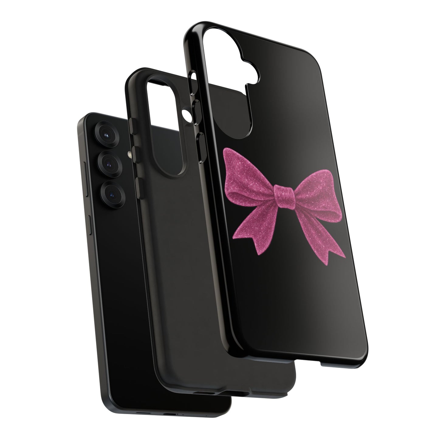 Pink Glitter Bow Samsung Case – Coquette Aesthetic Phone Cover – Girly Glossy Galaxy Case – Cute Soft Girl Tech Accessory – Kawaii Gift Idea