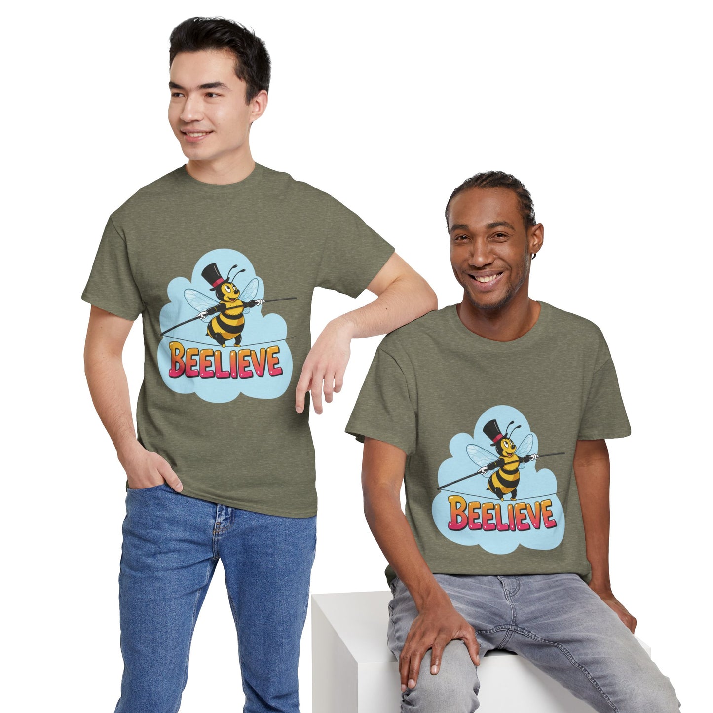 “Beelieve” Bee Pun T‑Shirt | Cute Bee Graphic Tee | Inspirational Pun Shirt | Funny Nature Lover Gift | Bee Belief Positive Vibes Tee