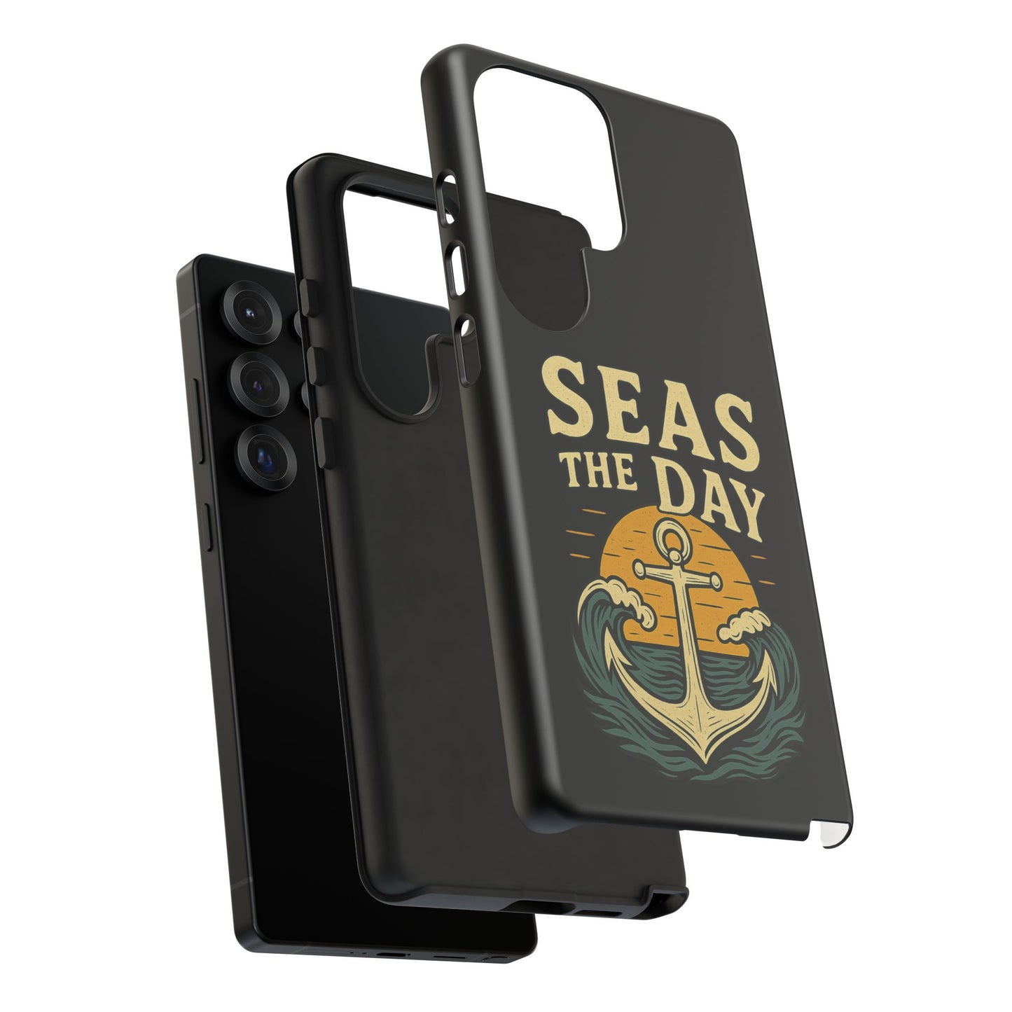 Seas the Day Samsung Case – Nautical Phone Case – Anchor Pun Gift – Ocean Lover Accessory – Motivational Phone Cover – Beach Vibes Case
